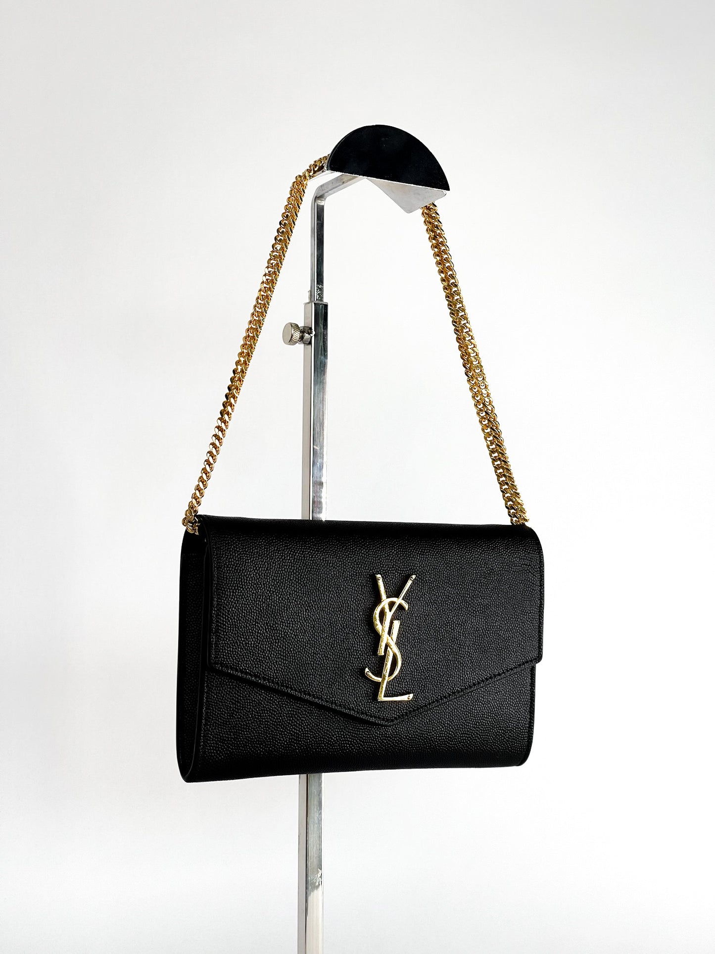 Saint Laurent Uptown Leather Wallet on Chain Black