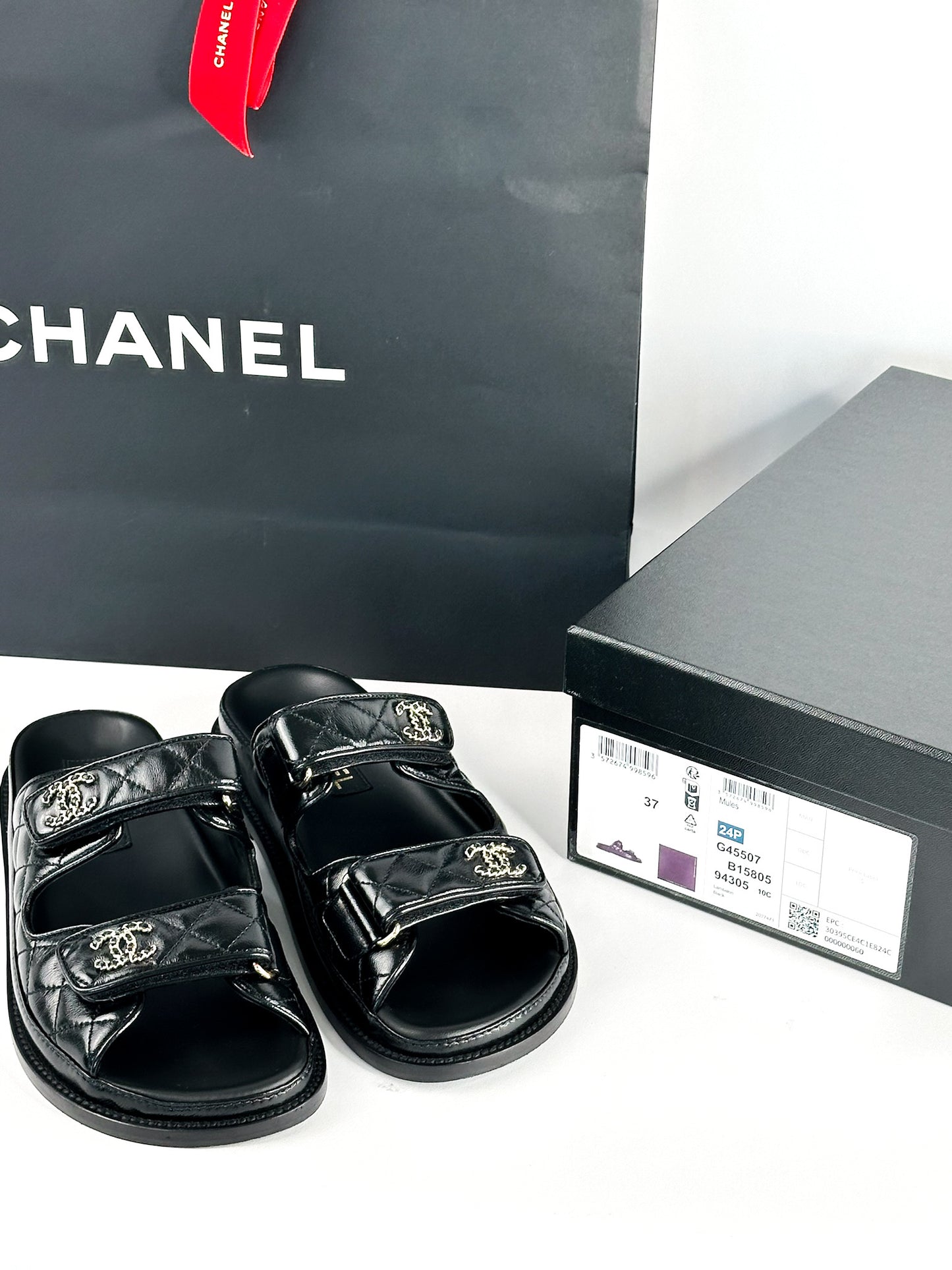 Chanel Lambskin Dad Sandals Size 37