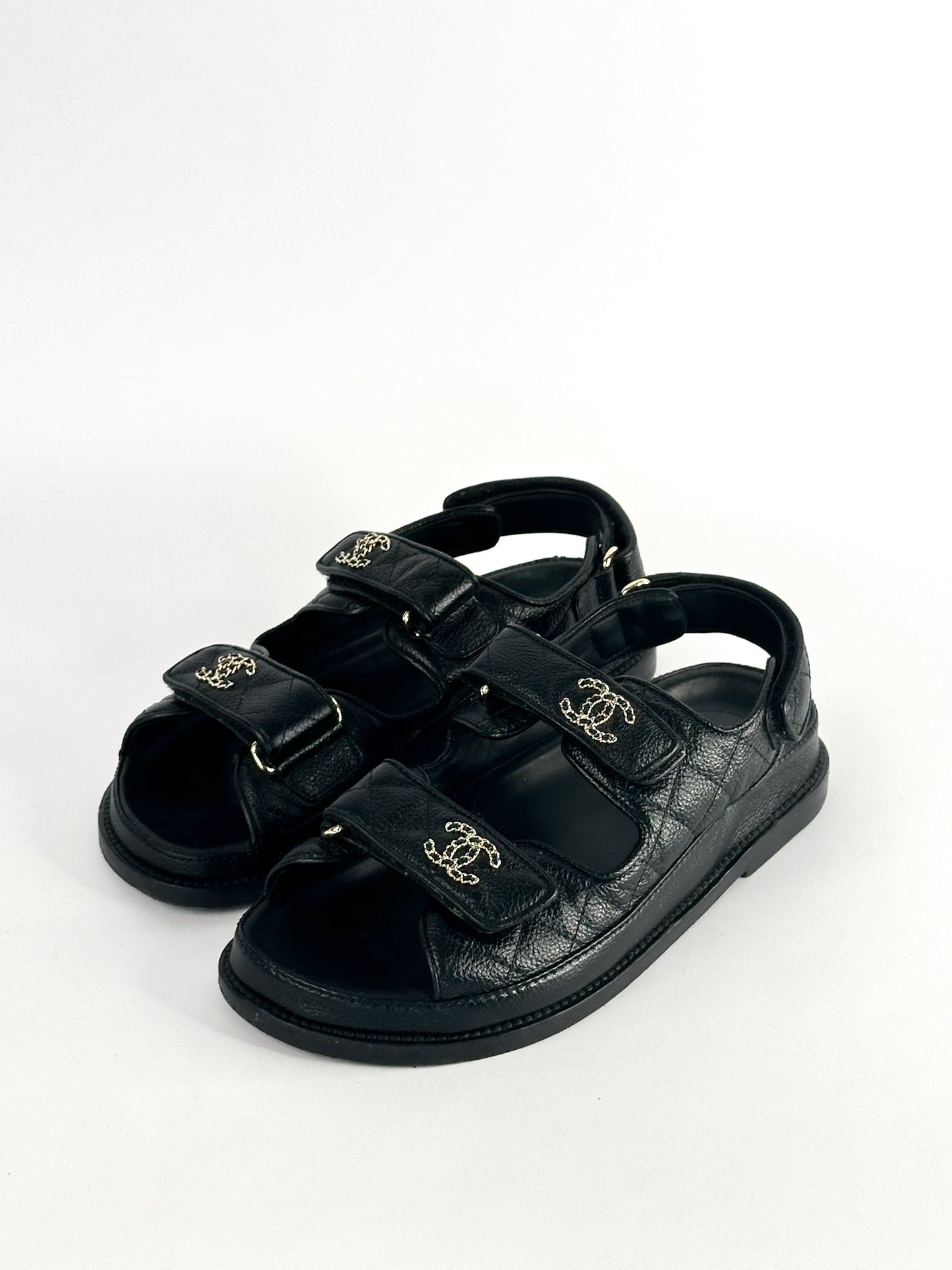 Chanel Grained Calfskin Dad Sandals Size 36