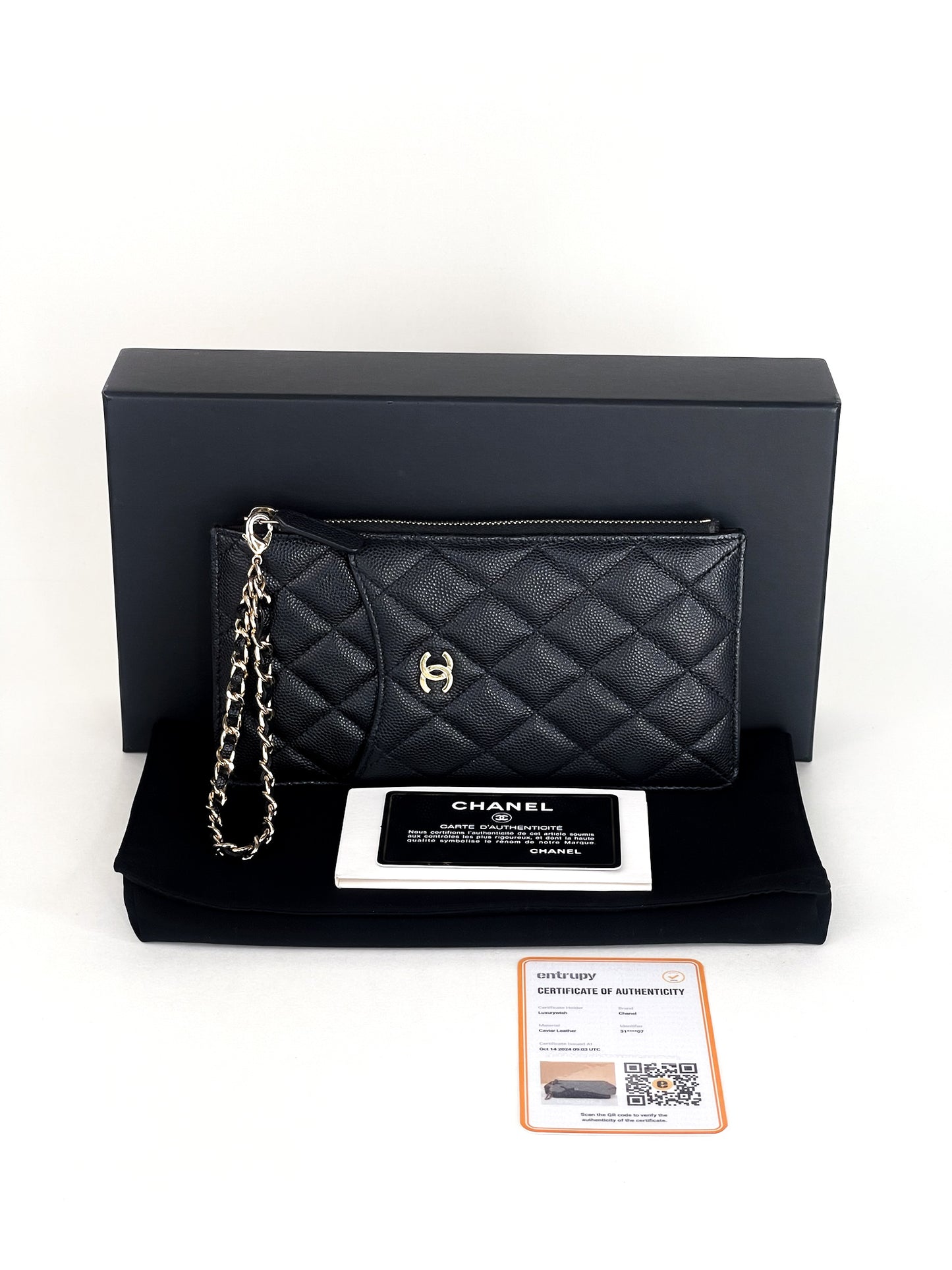 Chanel Caviar Quilted Long Wallet Pouch