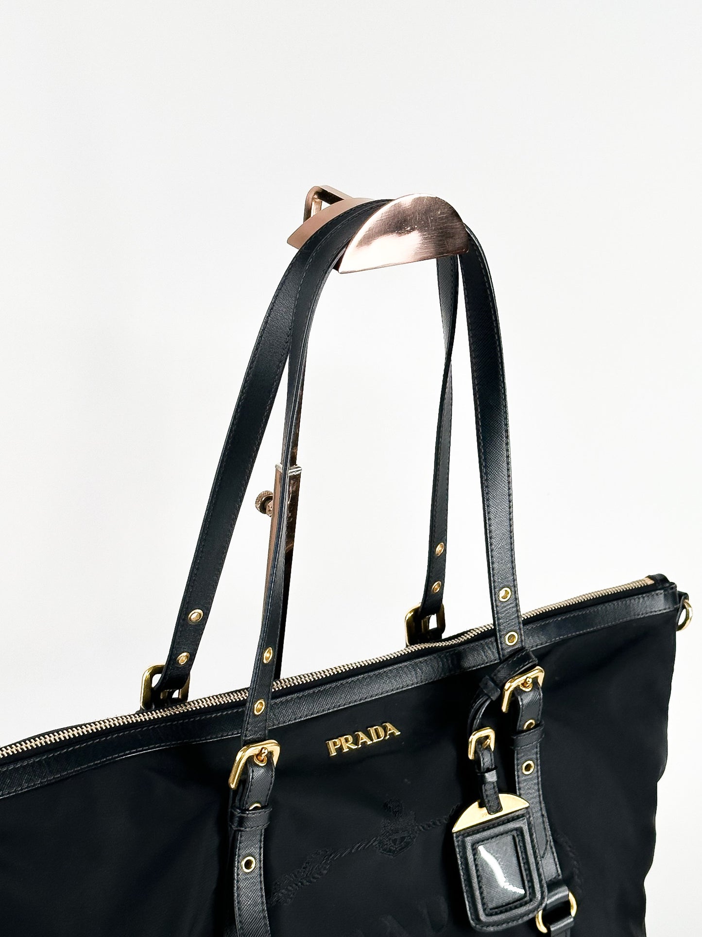 Prada Tessuto Saffiano Nylon and Leather Shopping Tote Bag