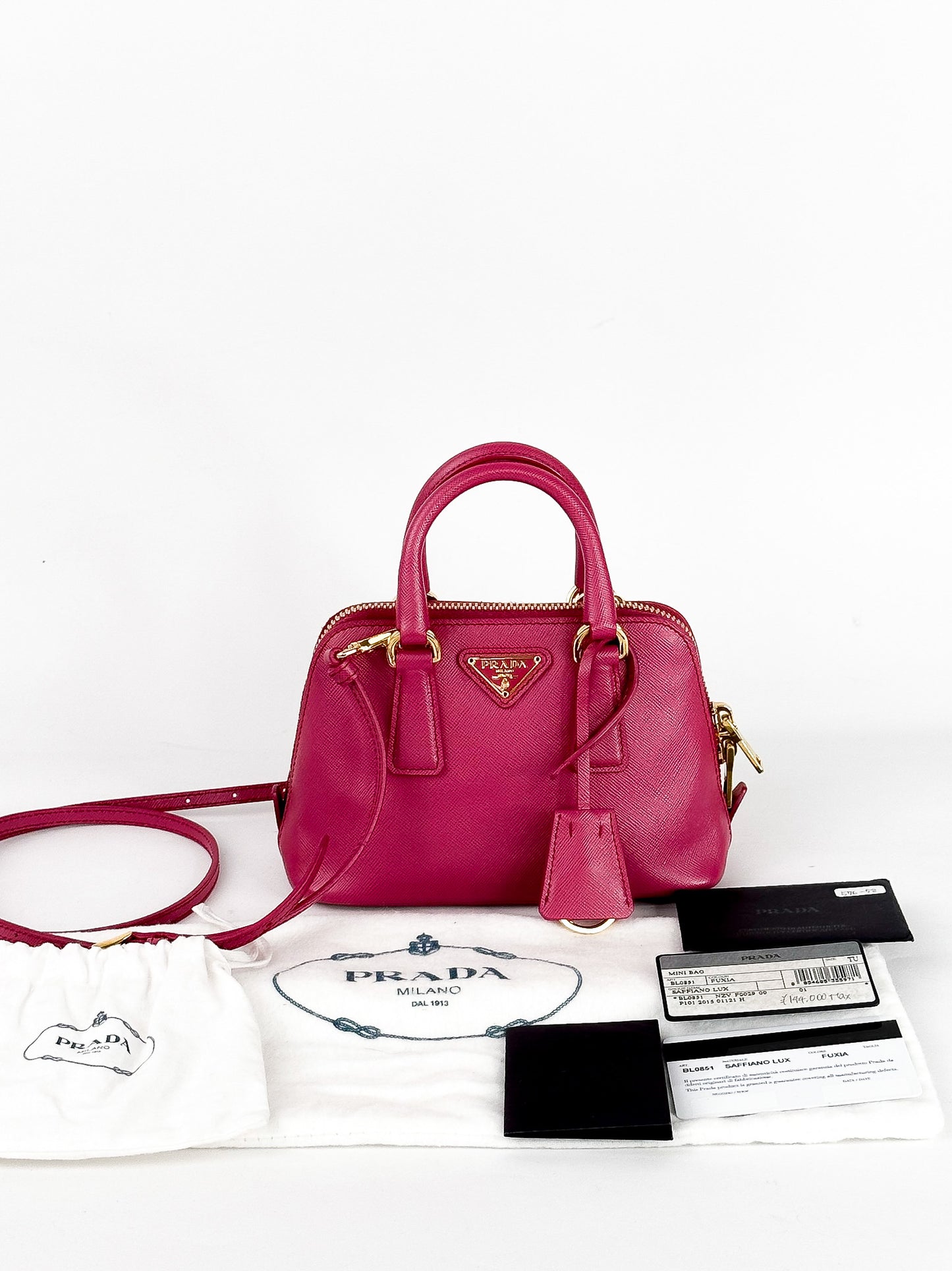 Prada Mini Saffiano Promenade Bag, Fuschia Pink