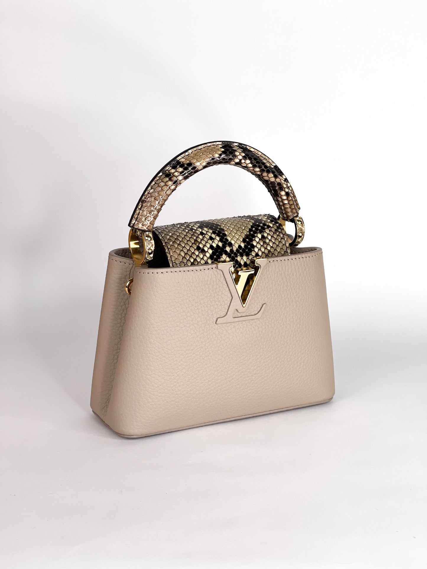 Louis Vuitton Galet Taurillon Leather and Python Capucines Mini Bag