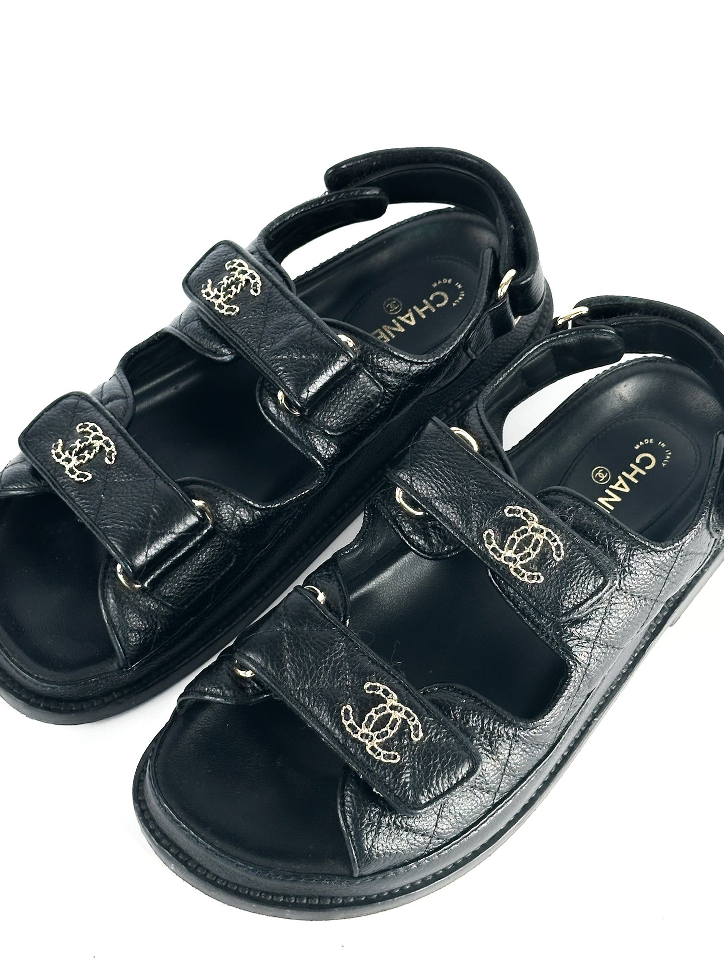 Chanel Grained Calfskin Dad Sandals Size 36