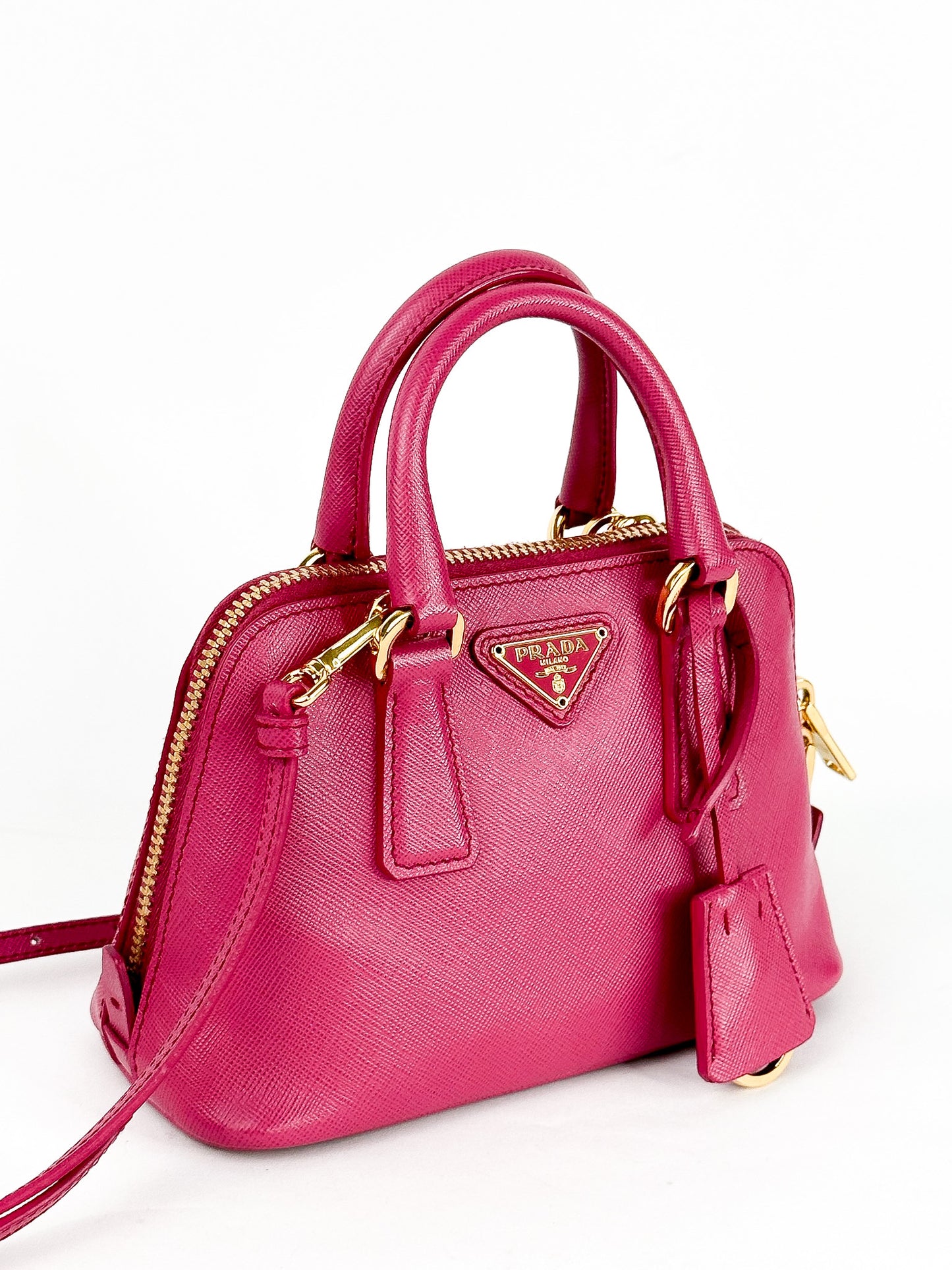 Prada Mini Saffiano Promenade Bag, Fuschia Pink