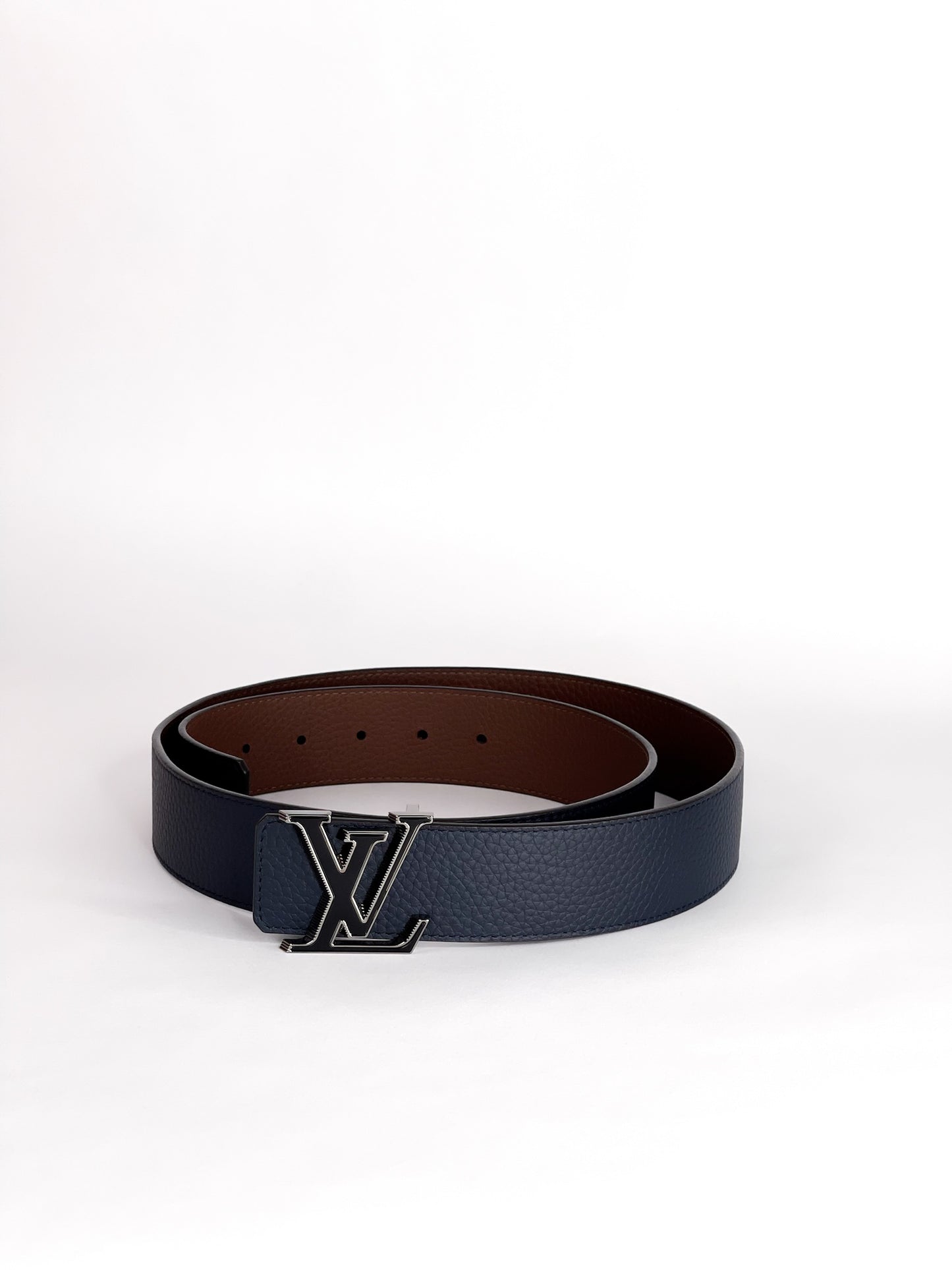 Louis Vuitton Reversible Navy Blue/Brown LV Tilt Buckle Belt Size 100/40