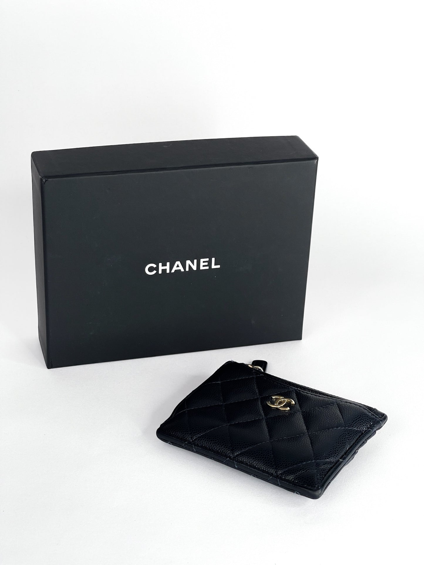 Chanel Caviar Quilted CC Zip Card Holder Black