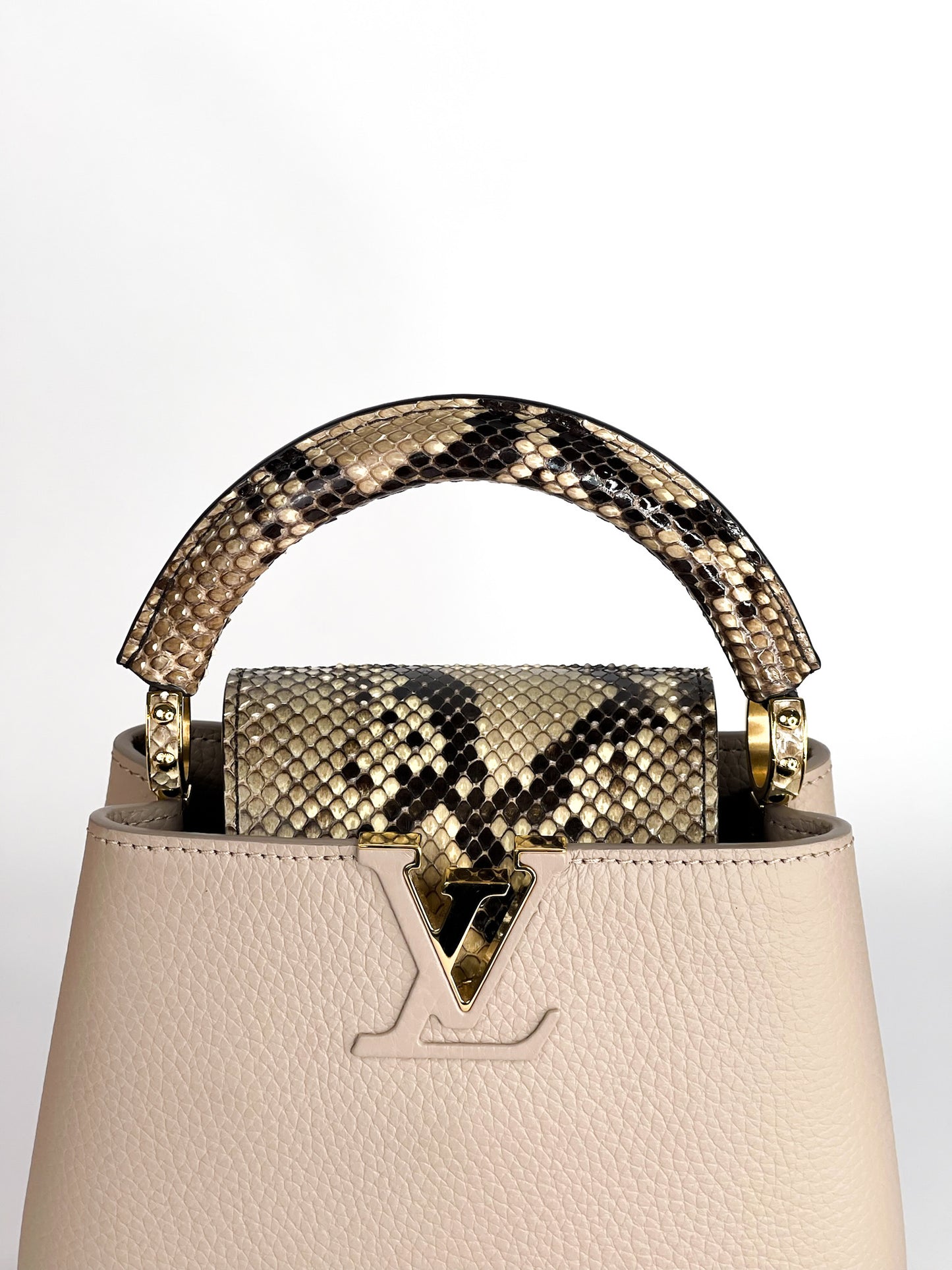 Louis Vuitton Galet Taurillon Leather and Python Capucines Mini Bag