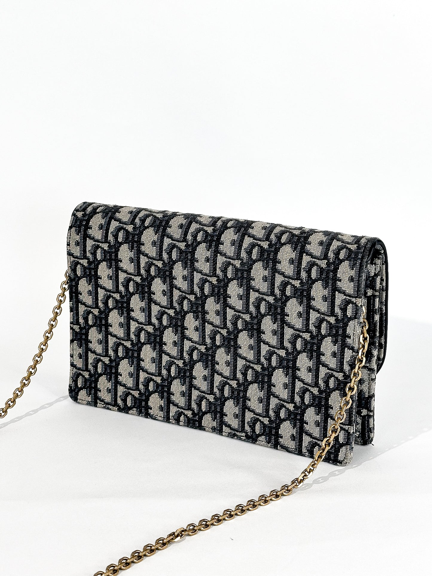 Christian Dior Saddle Chain Clutch Oblique Canvas