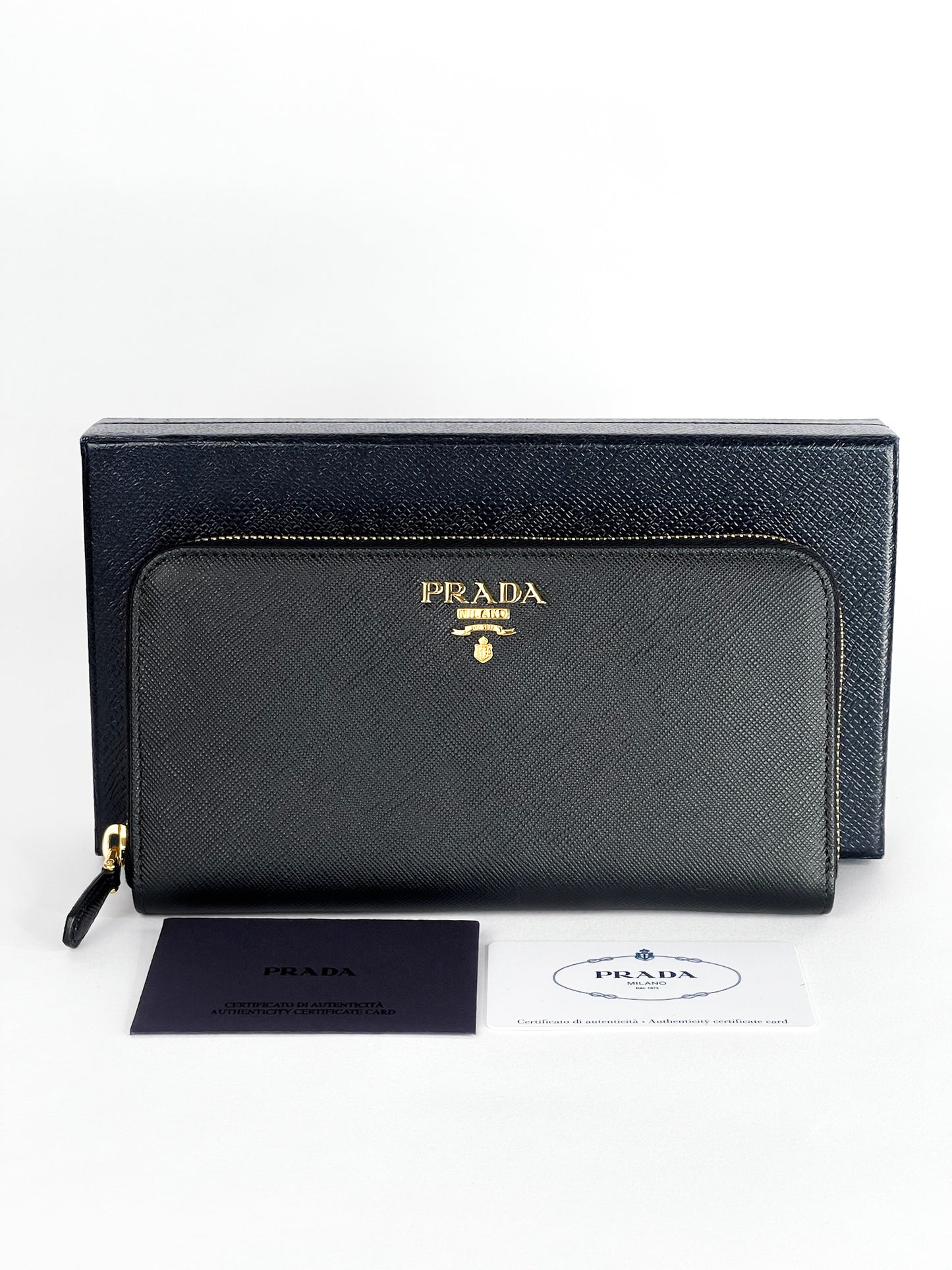 Prada Black Saffiano Leather Long Wallet