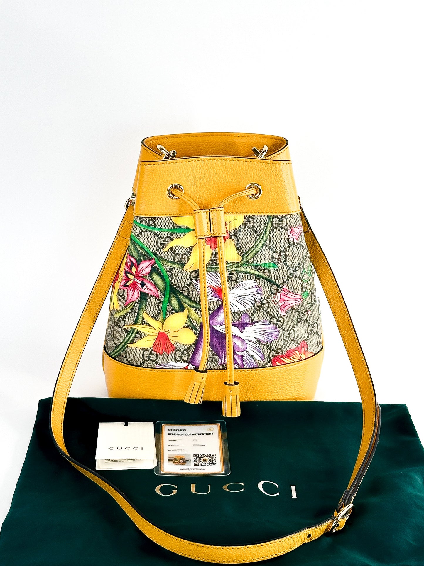 Gucci GG Supreme Flora Small Ophidia Bucket Bag