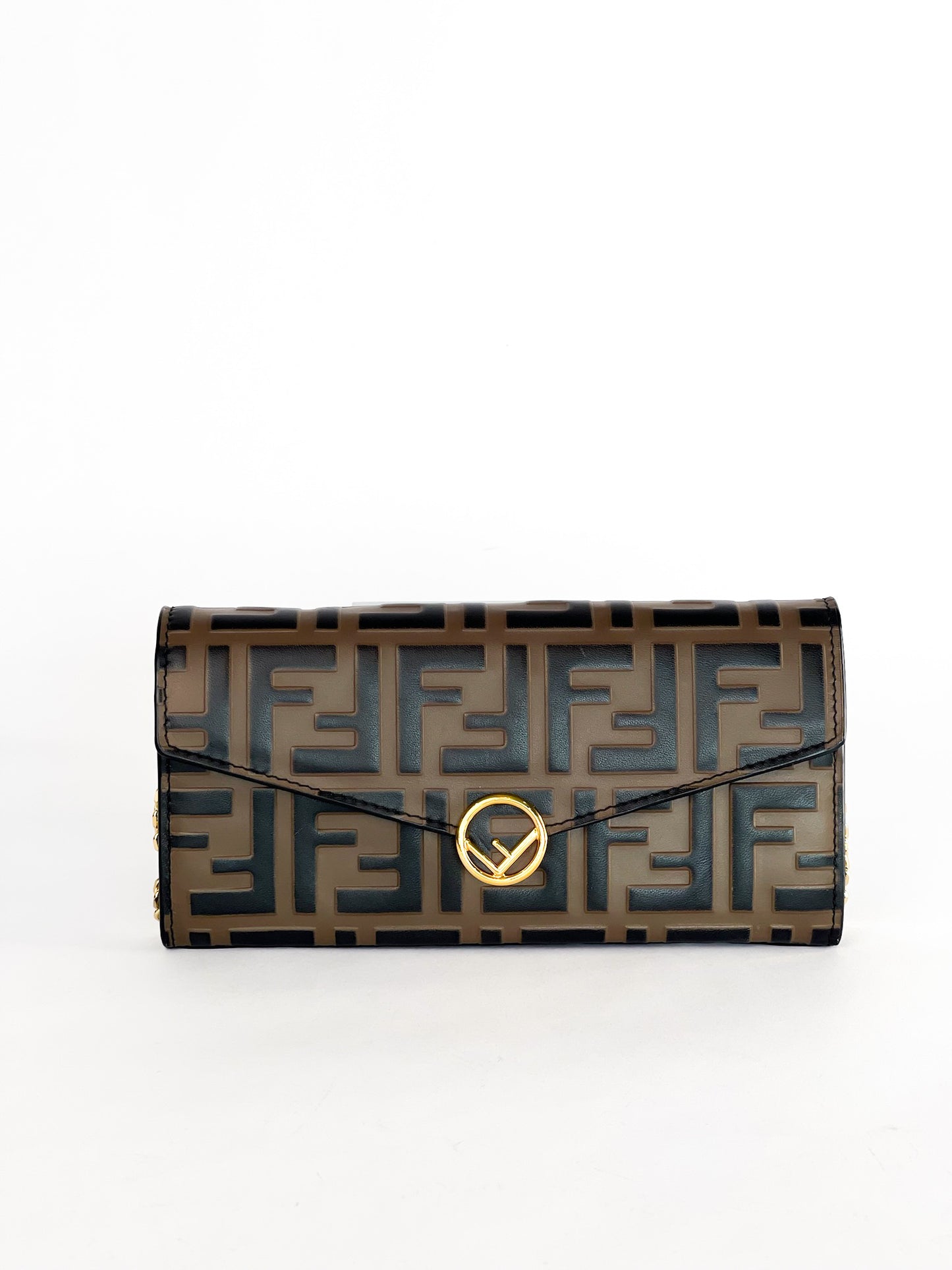 Fendi Zucca Embossed Continental Wallet on Chain