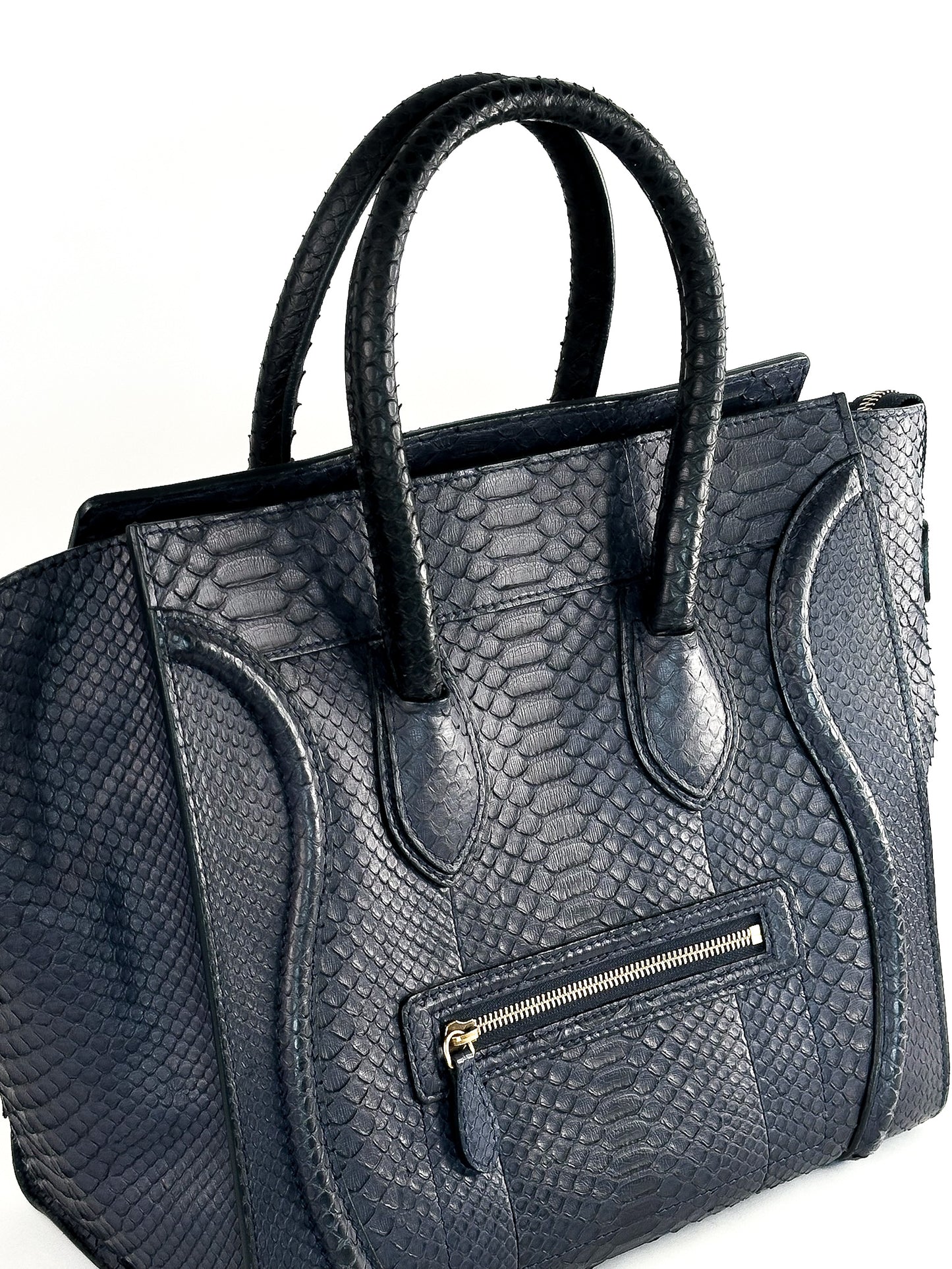 Celine Python Medium Phantom Luggage Tote Navy Blue