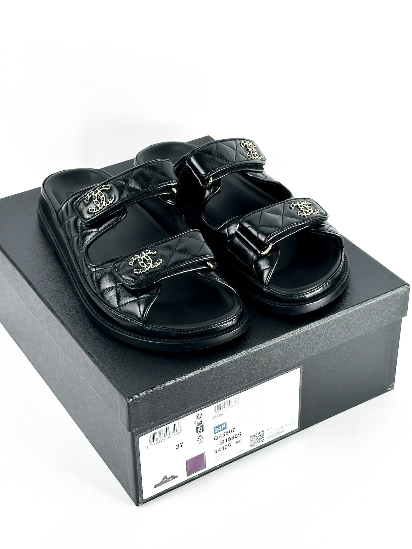 Chanel Lambskin Dad Sandals Size 37