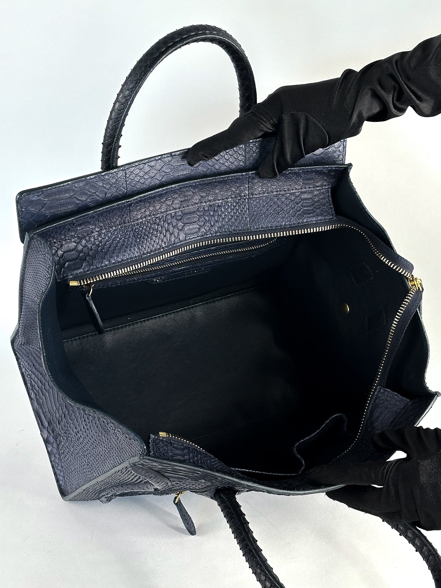 Celine Python Medium Phantom Luggage Tote Navy Blue