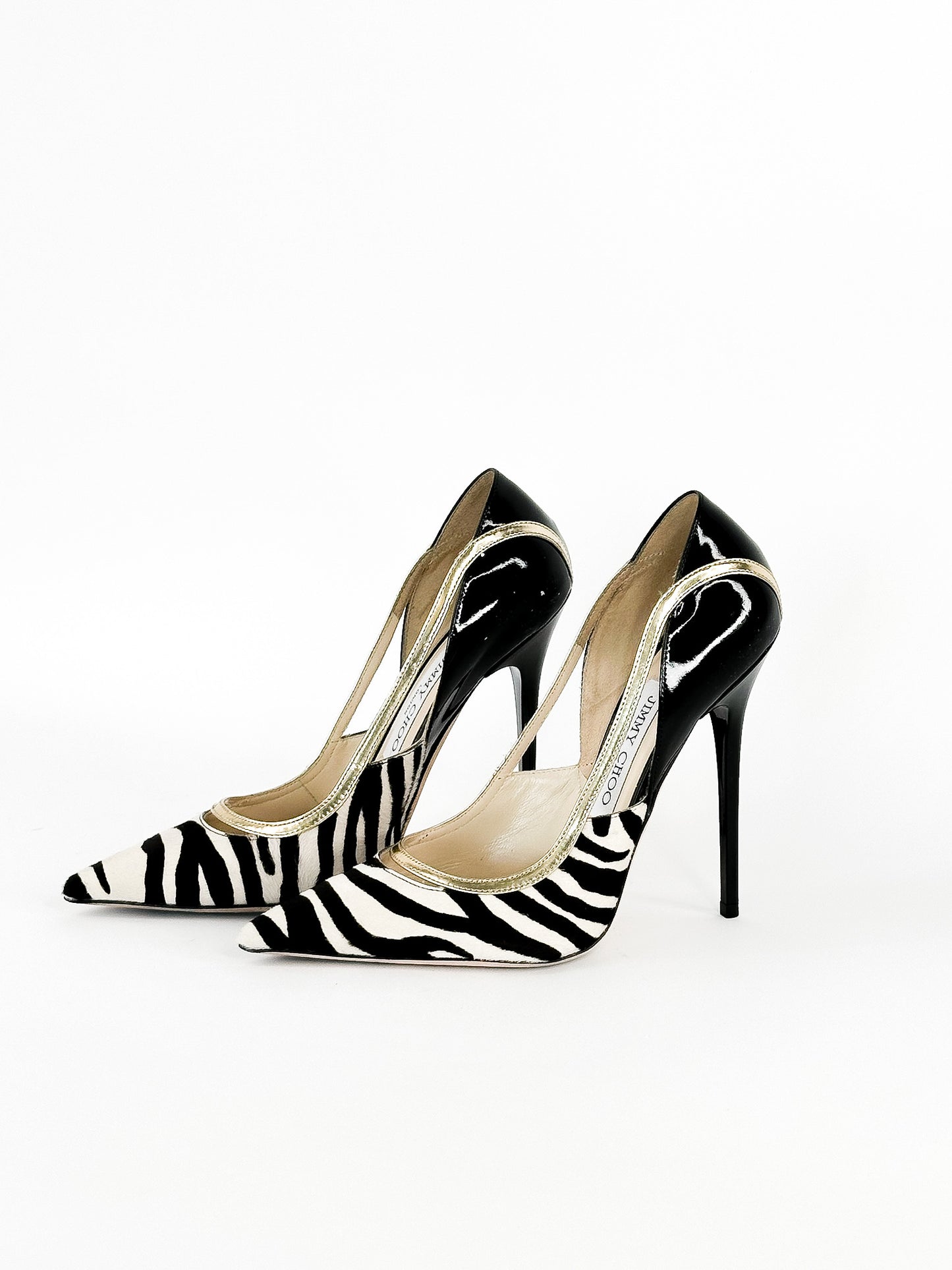 Jimmy Choo Viper Zebra Print Pony Hair Pump Size 37 / 24cm