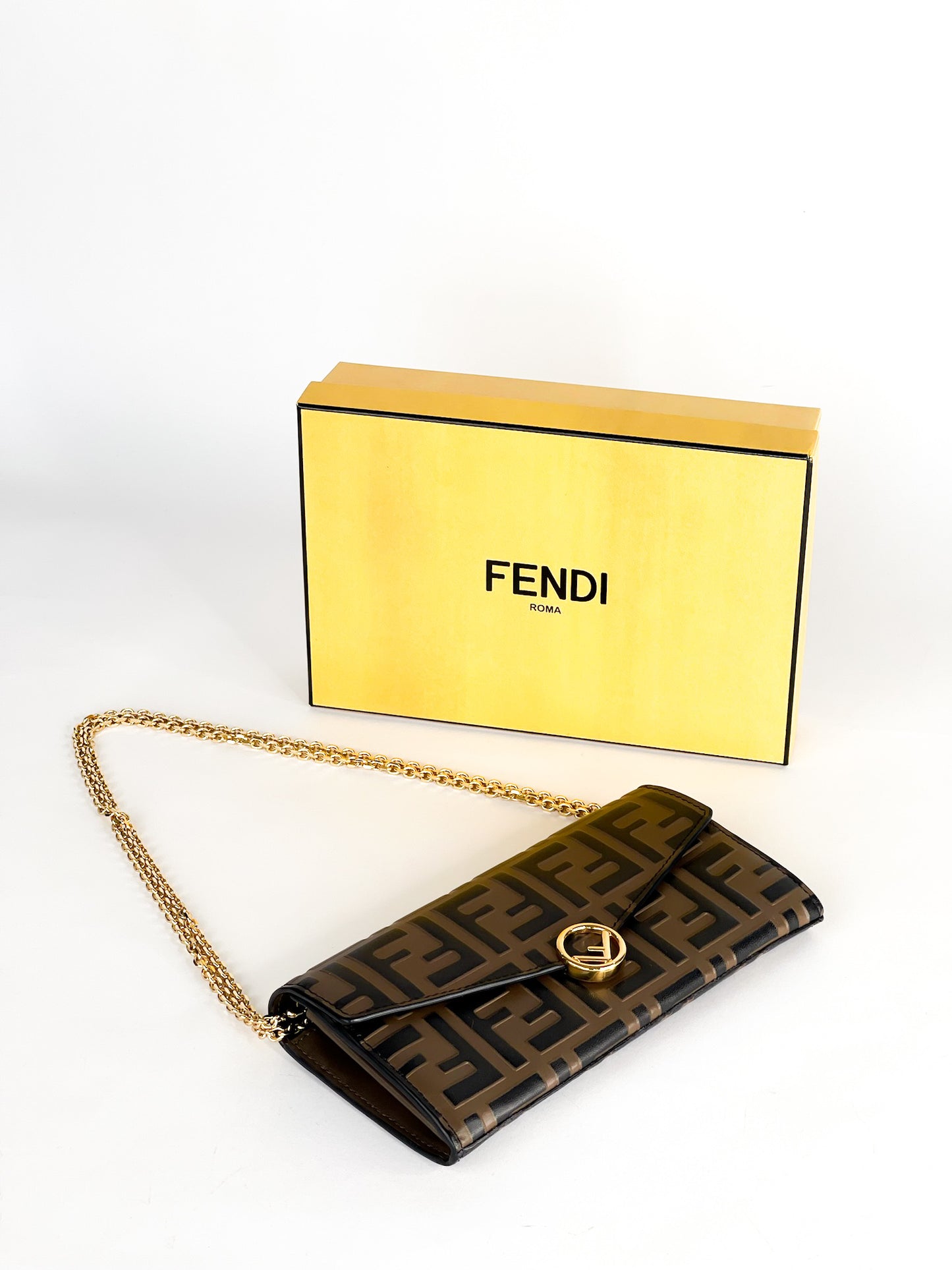 Fendi Zucca Embossed Continental Wallet on Chain