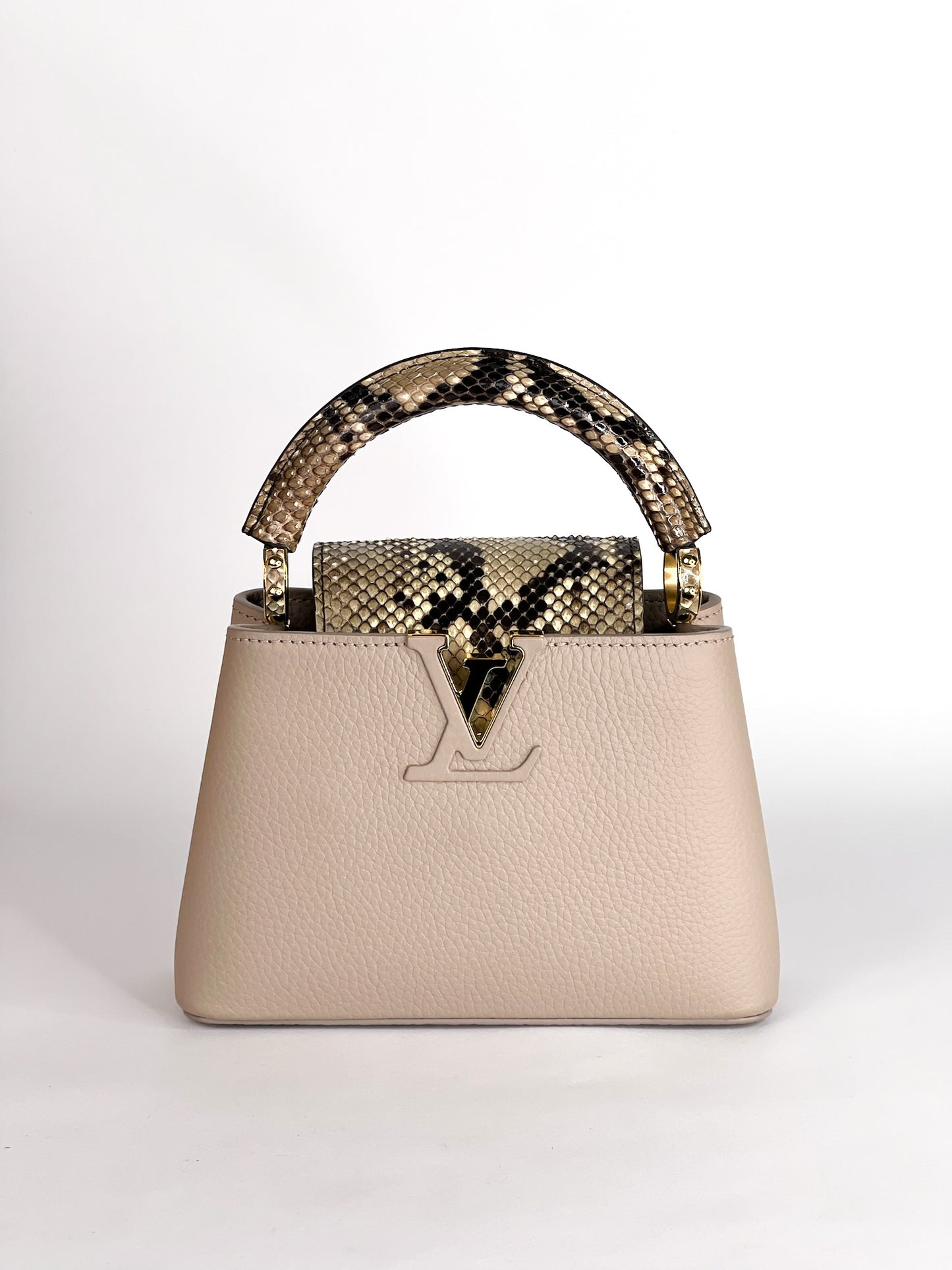 Louis Vuitton Galet Taurillon Leather and Python Capucines Mini Bag