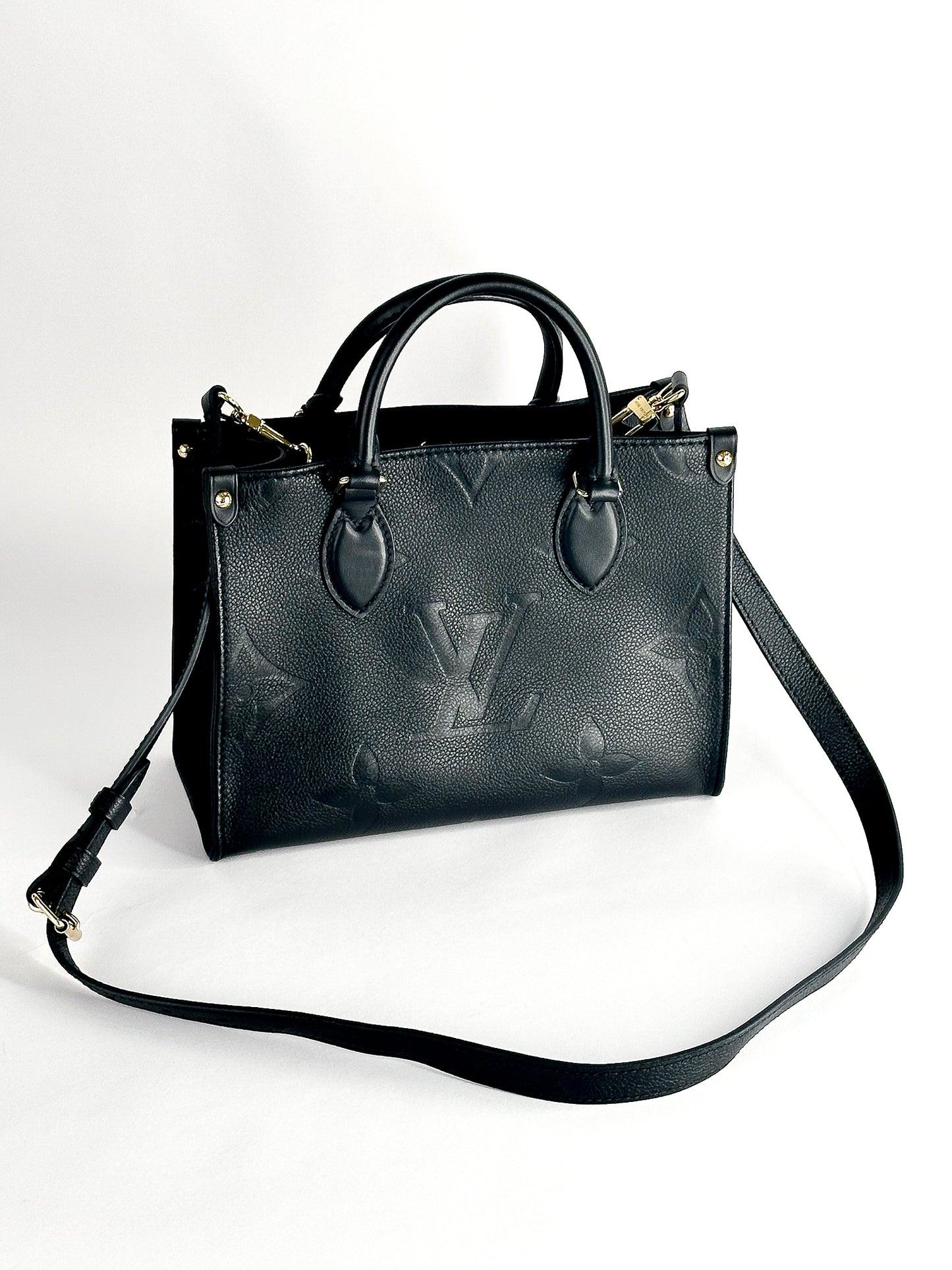 Louis Vuitton On The Go PM Tote Bag Shoulder Monogram Implant Leather