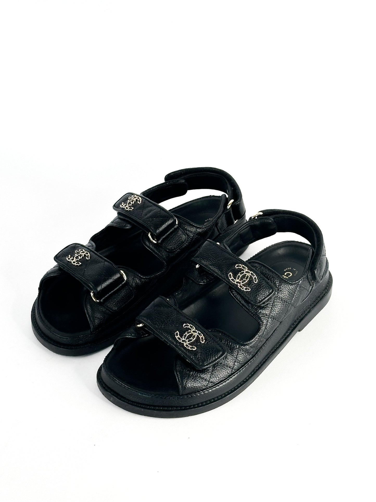 Chanel Grained Calfskin Dad Sandals Size 36