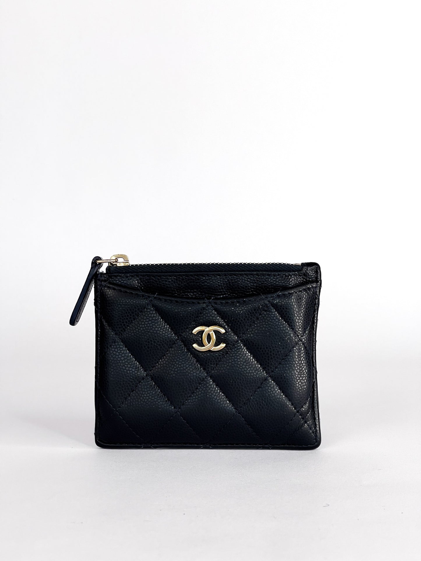 Chanel Caviar Quilted CC Zip Card Holder Black