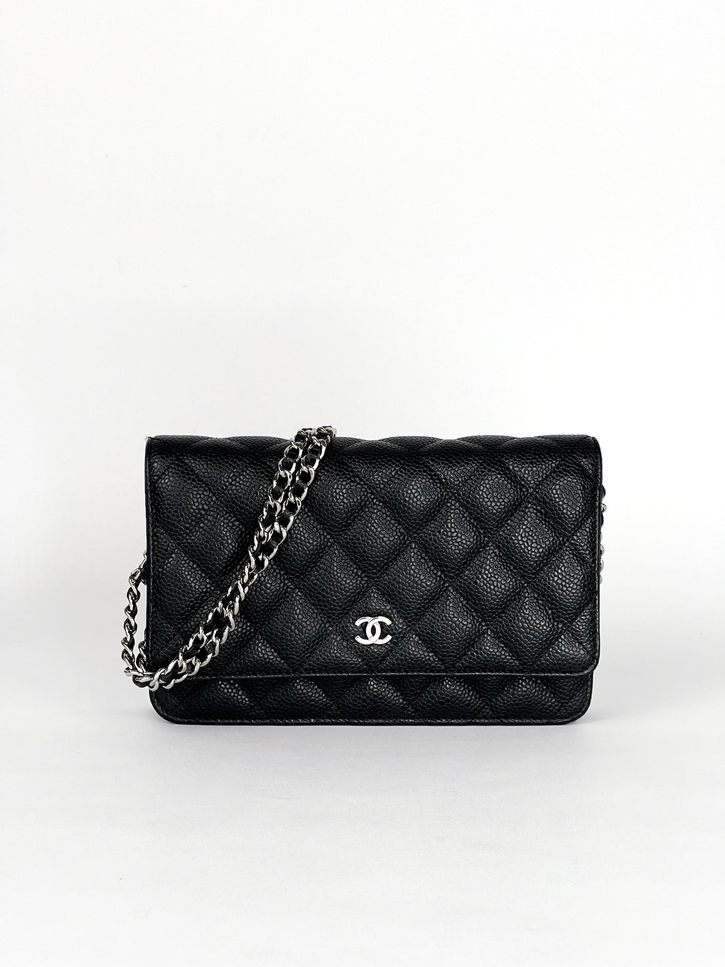 Chanel Classic Wallet On Chain Caviar Silver Hardware Series 28