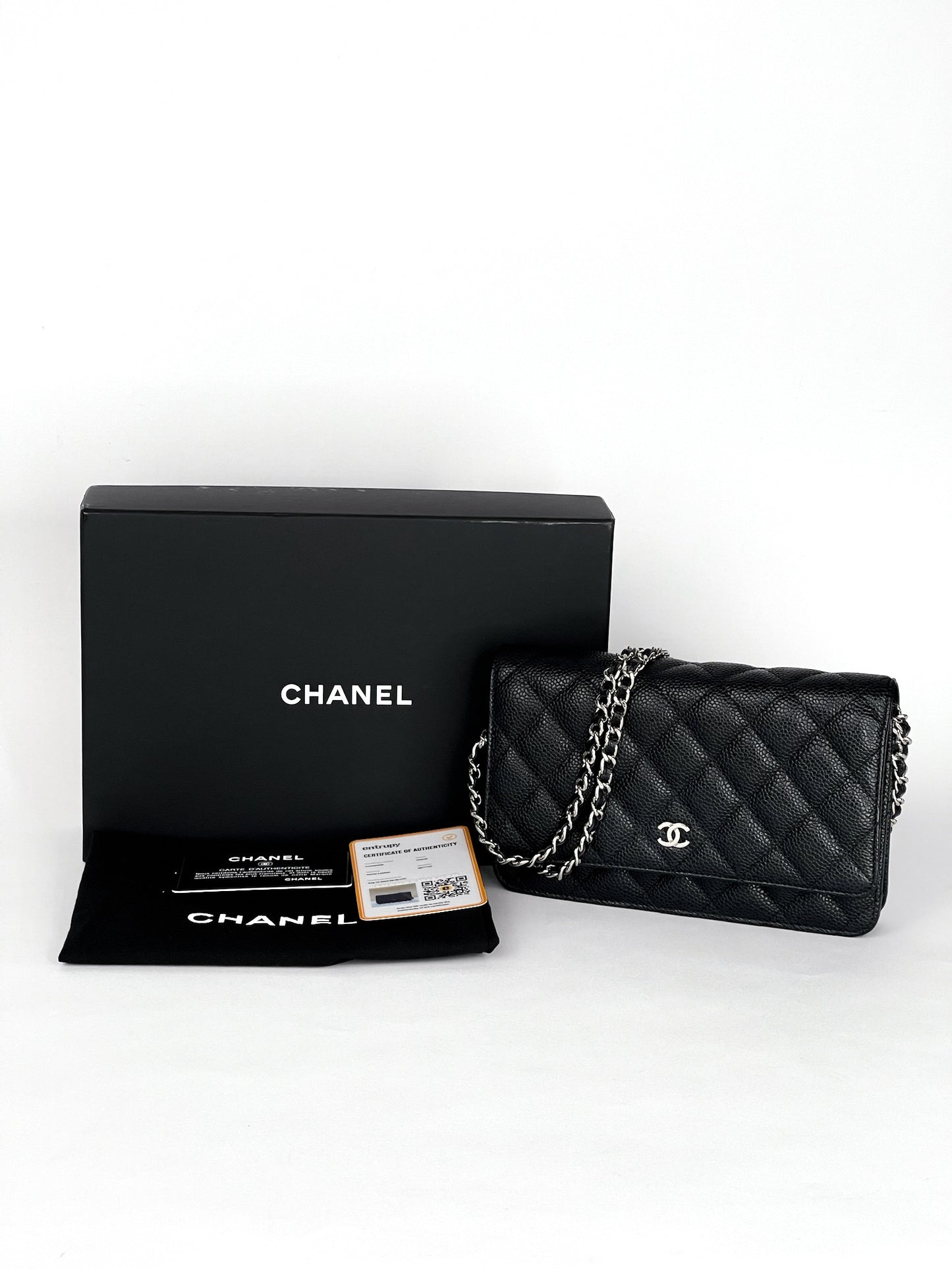 Chanel Classic Wallet On Chain Caviar Silver Hardware Series 28