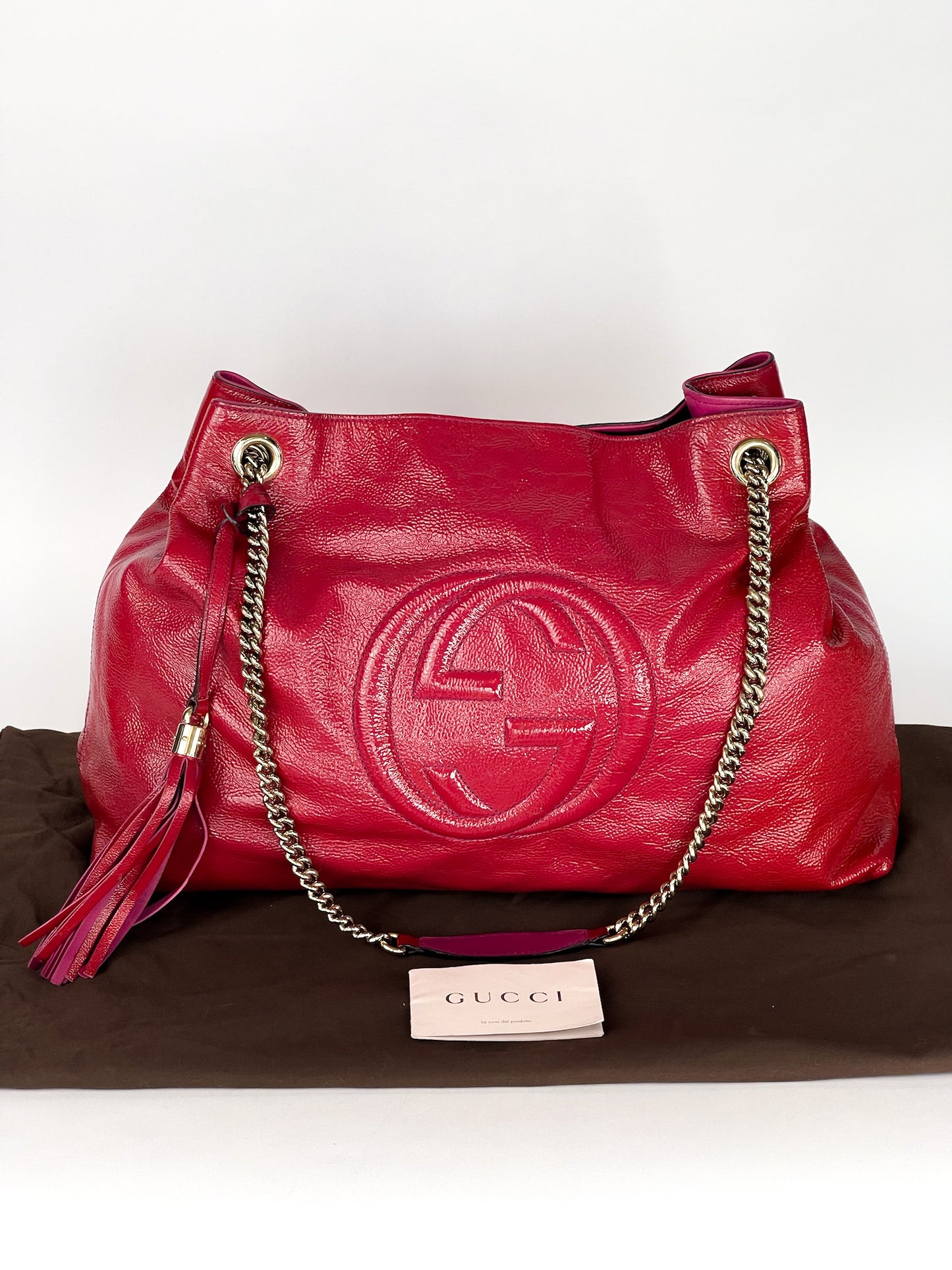 Gucci Soho Chain Shoulder Bag Patent Leather