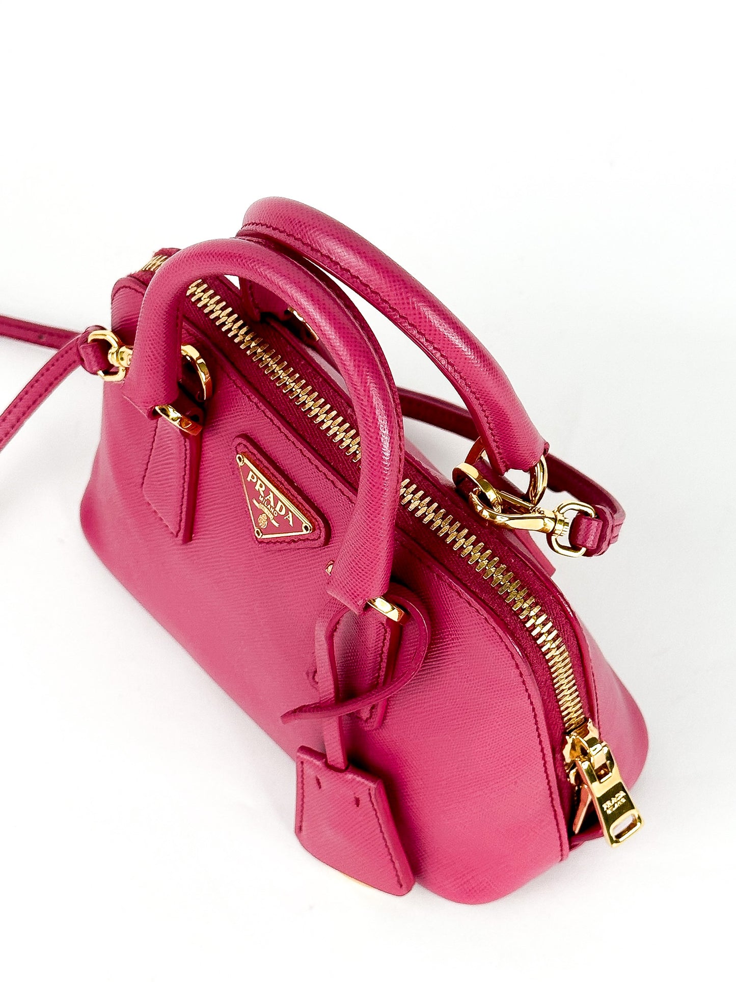 Prada Mini Saffiano Promenade Bag, Fuschia Pink