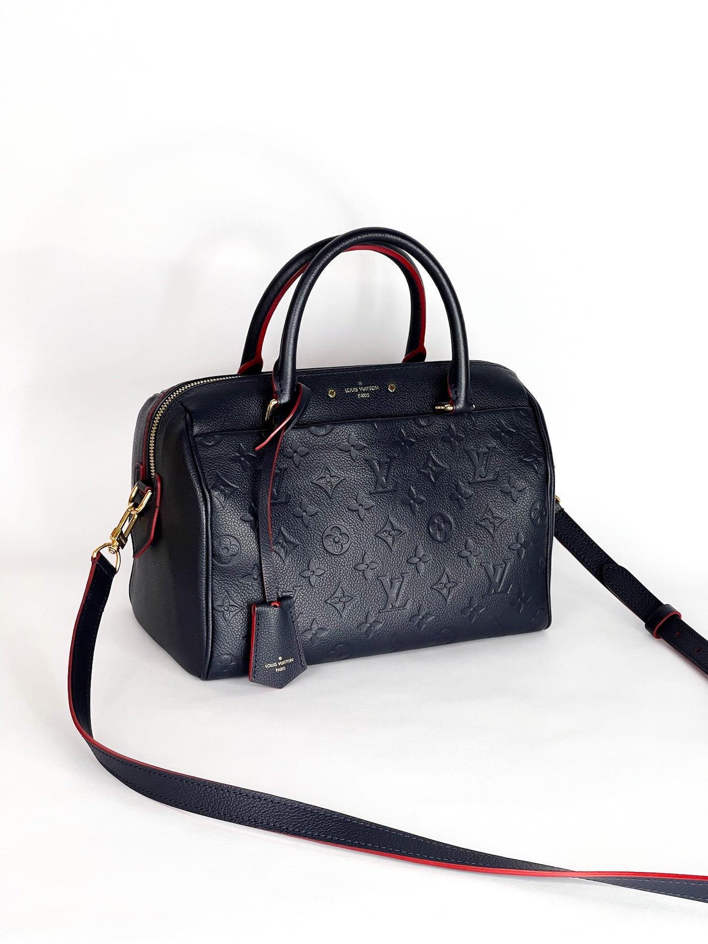 Louis Vuitton Speedy Bandouliere 25 Empreinte Leather Navy Blue