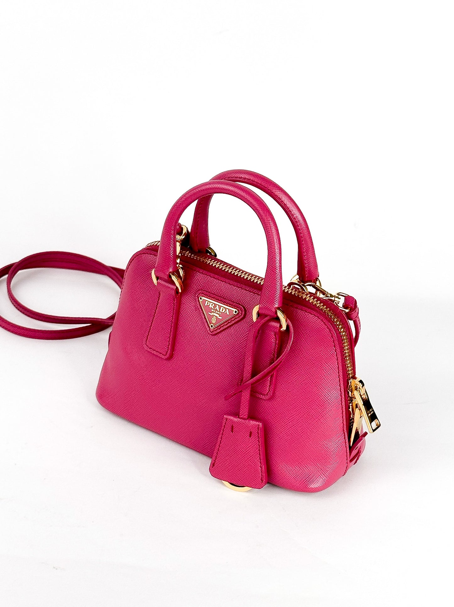 Prada Mini Saffiano Promenade Bag, Fuschia Pink