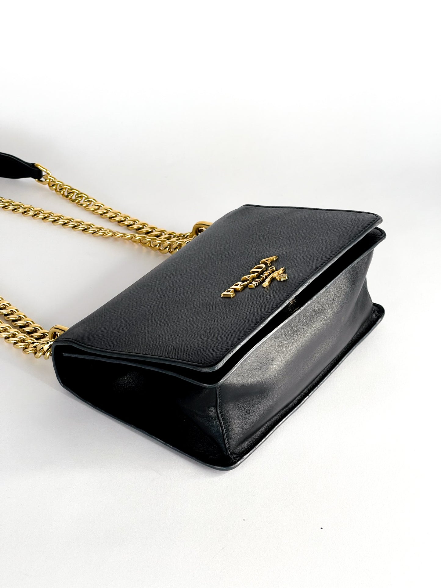 Prada Chain Flap Saffiano Leather Bag