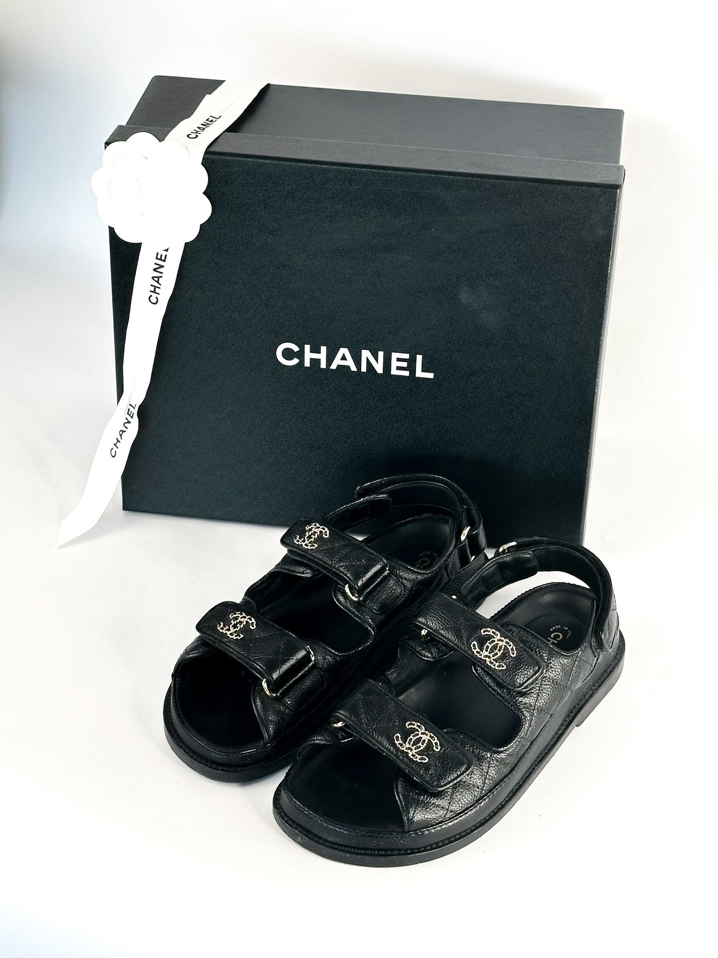 Chanel Grained Calfskin Dad Sandals Size 36