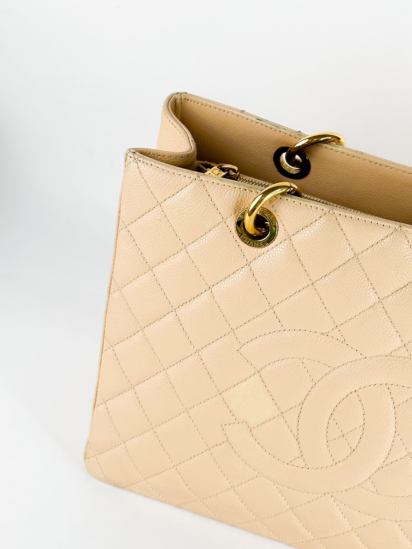 Chanel Grand Shopping Tote [GST] Beige Caviar Gold Hardware