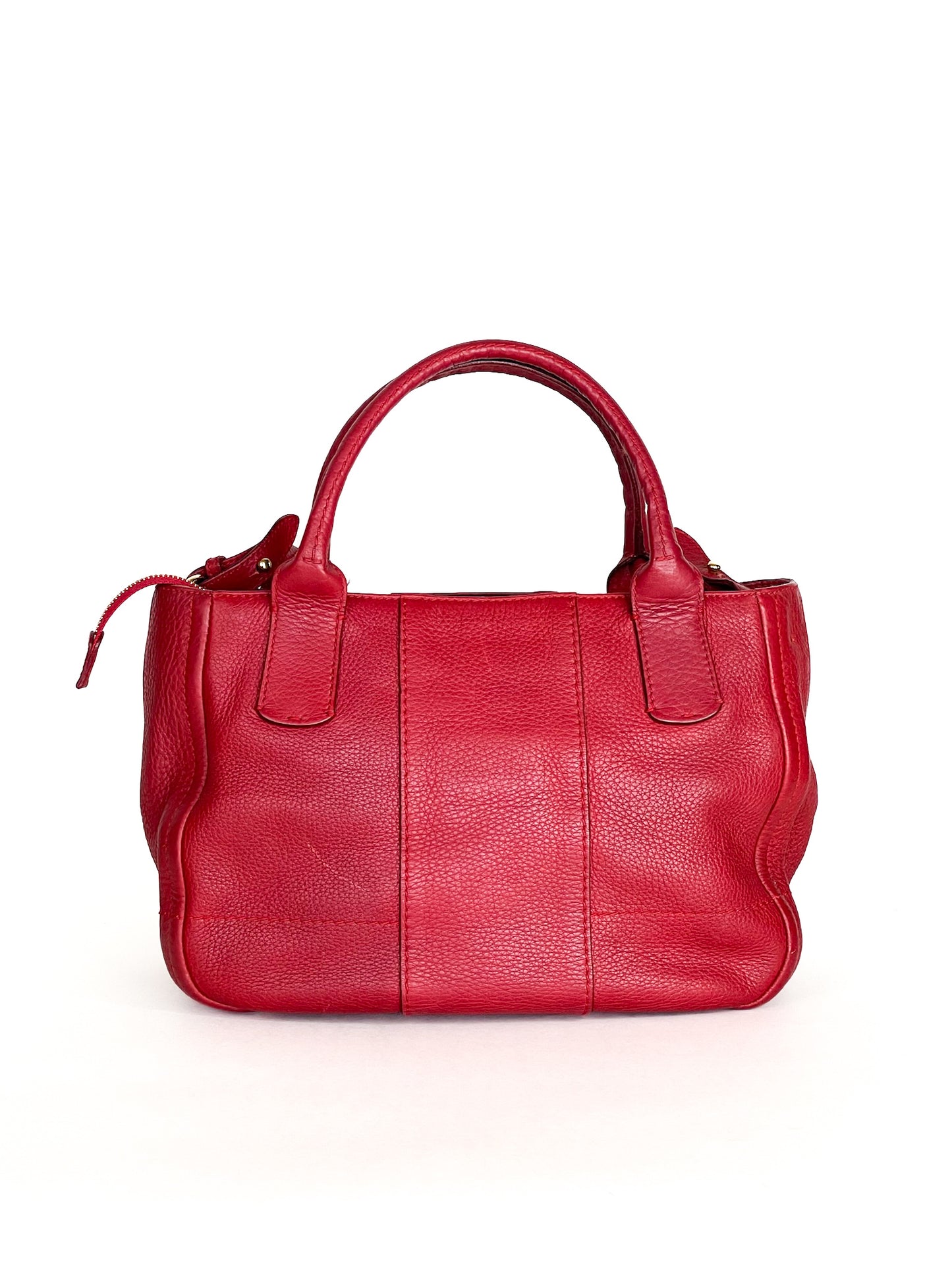 Salvatore Ferragamo Izzie Gancini Detail Grained Leather Top Handle Bag Red