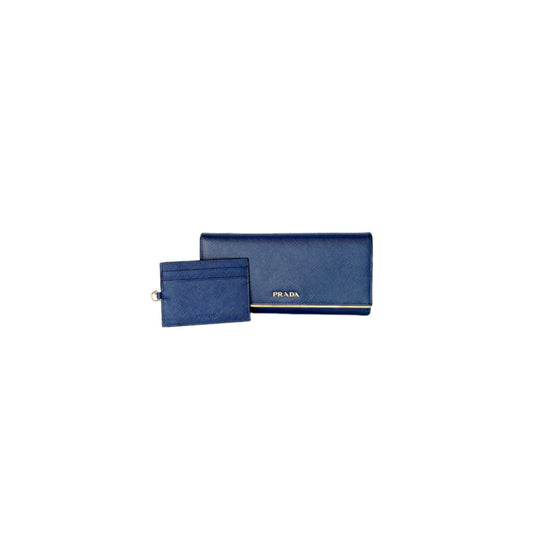 Prada Saffiano Long Wallet Blue