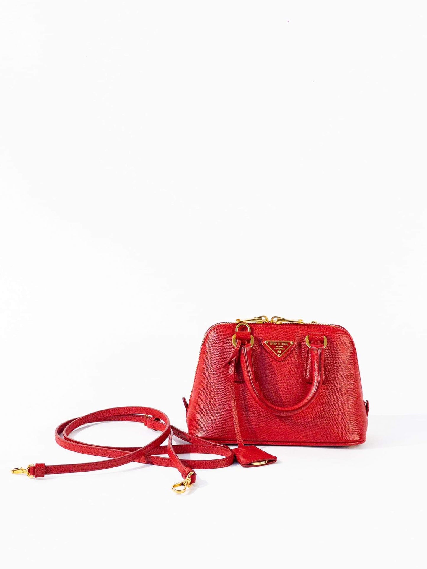 Prada Mini Saffiano Promenade Bag, Red