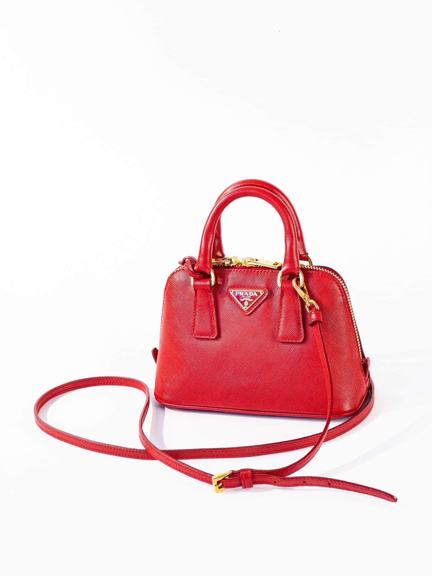 Prada Mini Saffiano Promenade Bag, Red