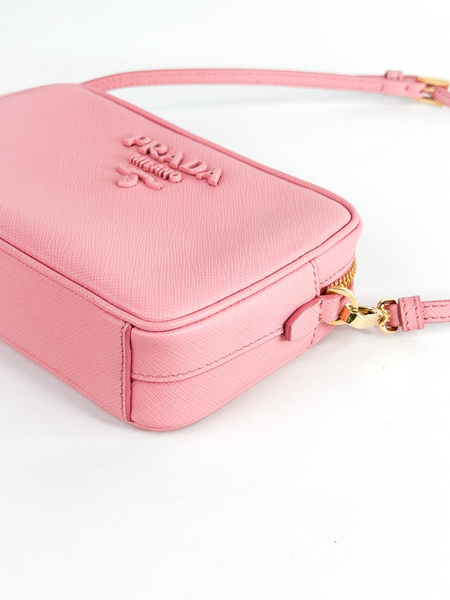 Prada Pink Saffiano Lux Leather Camera Crossbody Bag