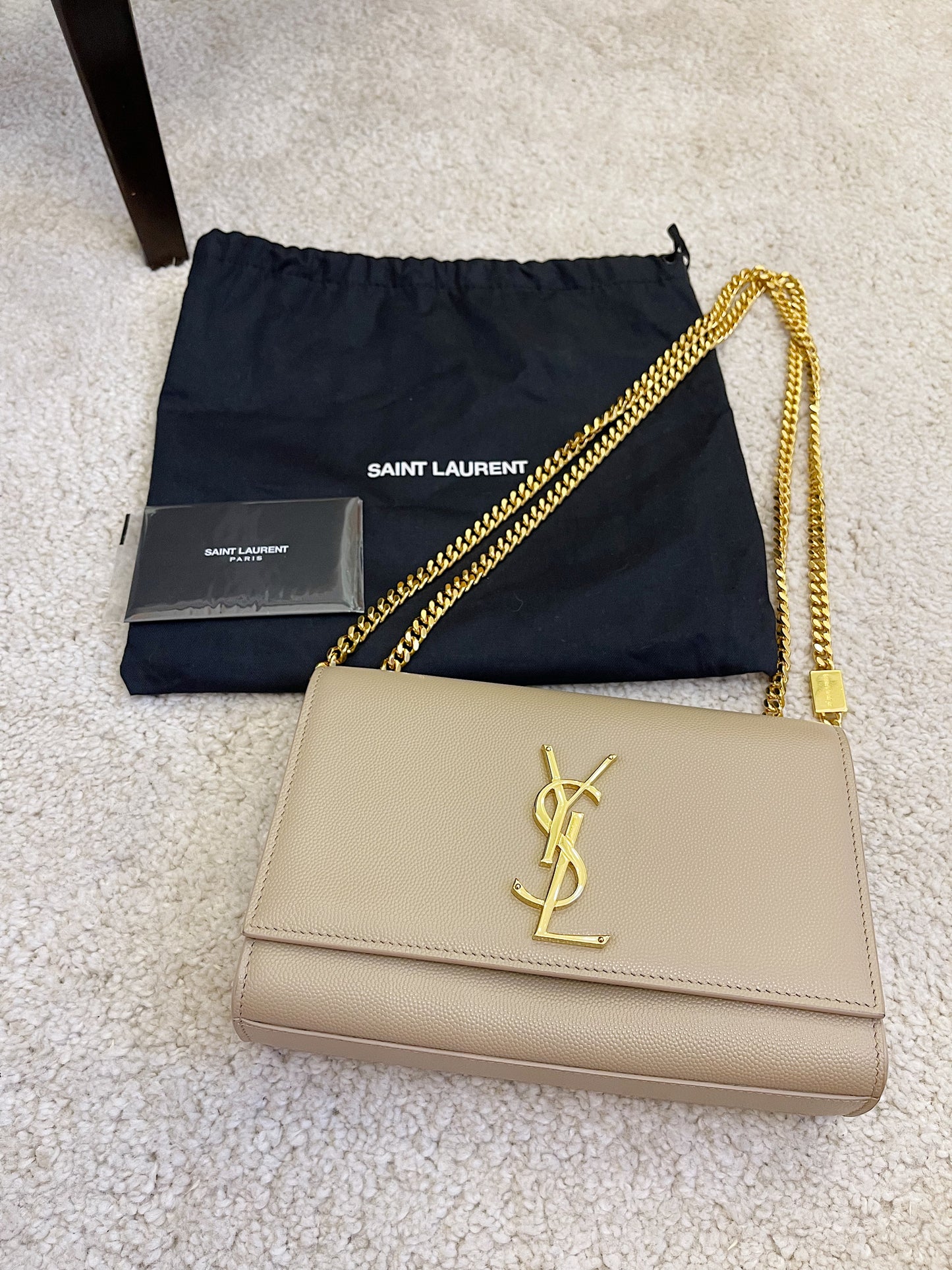 YSL Kate Small Chain Bag in Grain De Poudre Embossed Leather