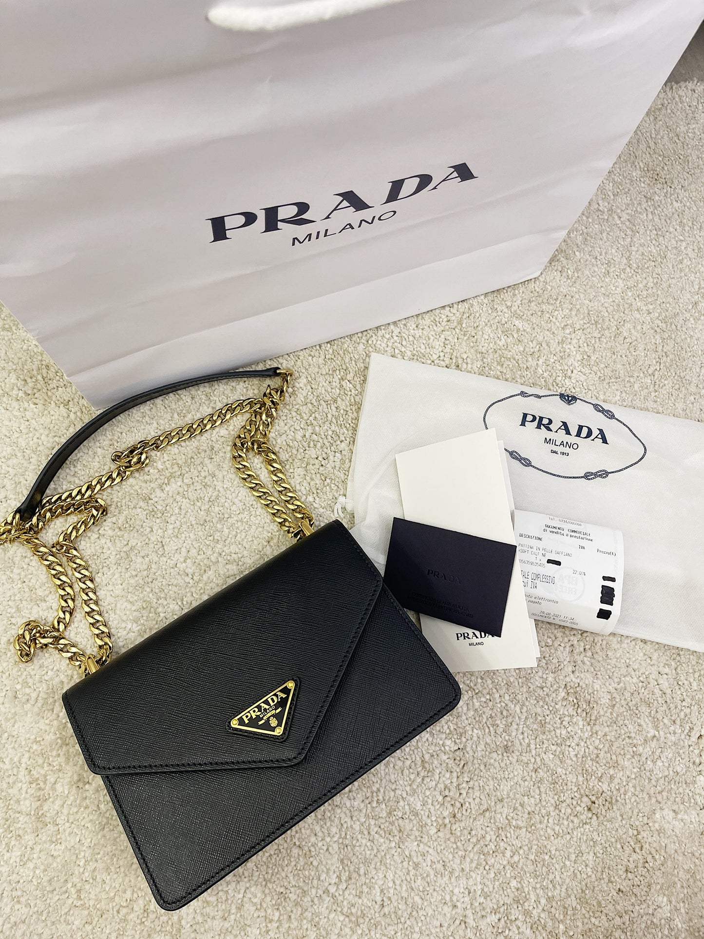 Prada Black Saffiano Crossbody Chain Bag