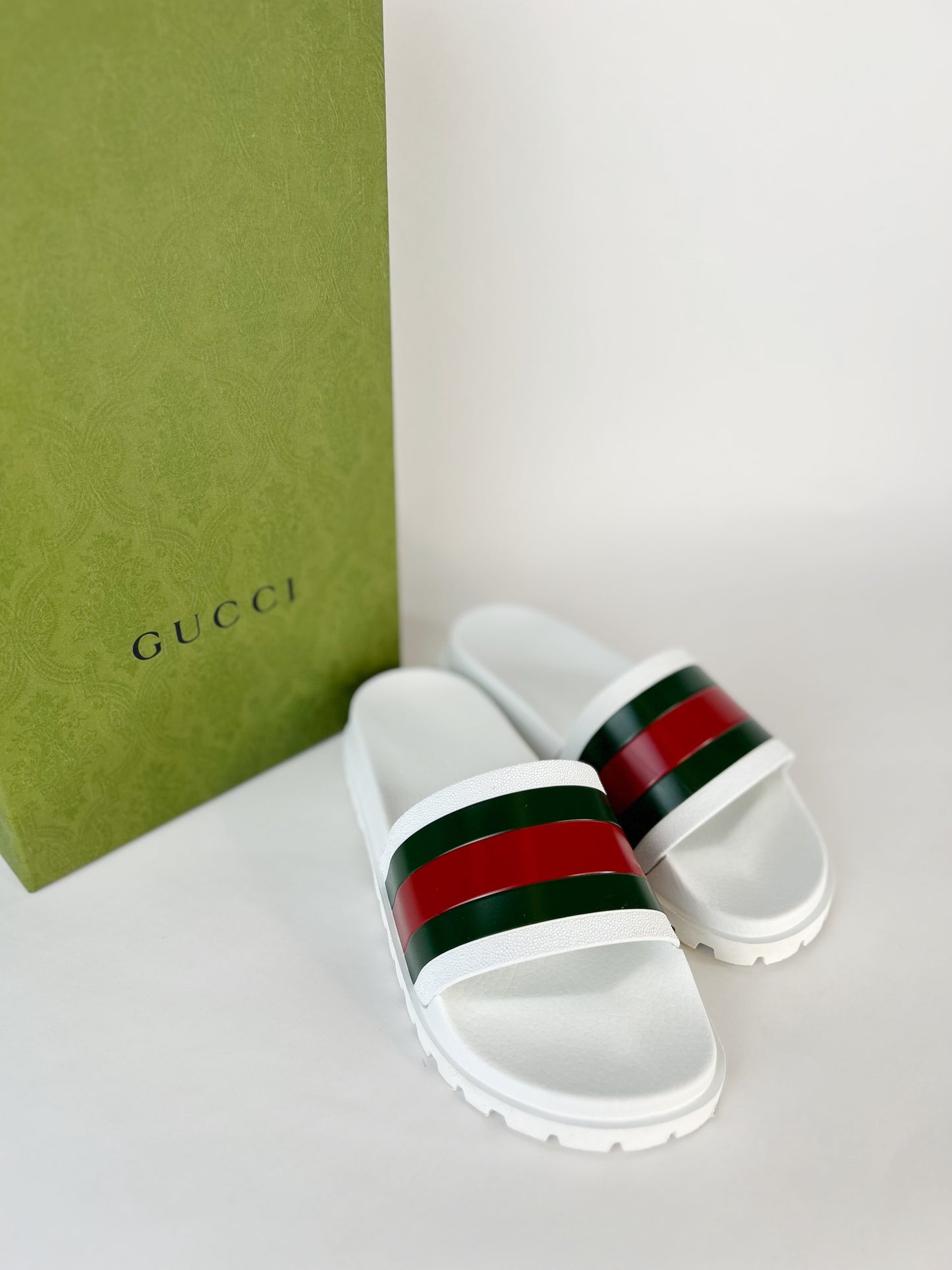 Gucci Web Stripped Slides