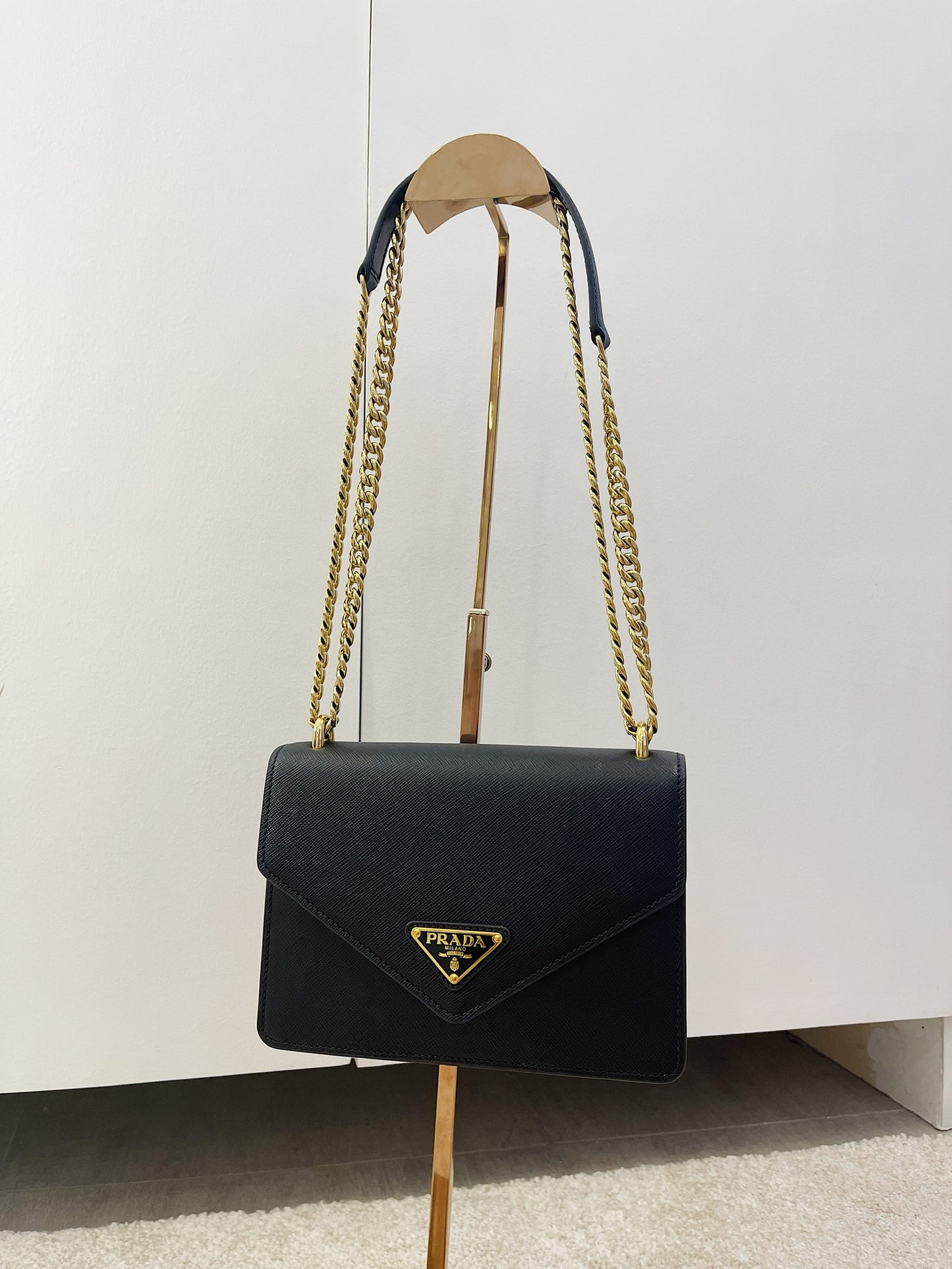 Prada Black Saffiano Crossbody Chain Bag