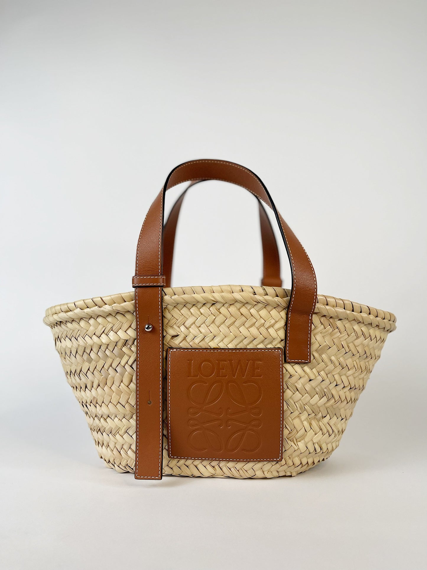 Loewe Basket Bag in Palm Leaf And Calfskin