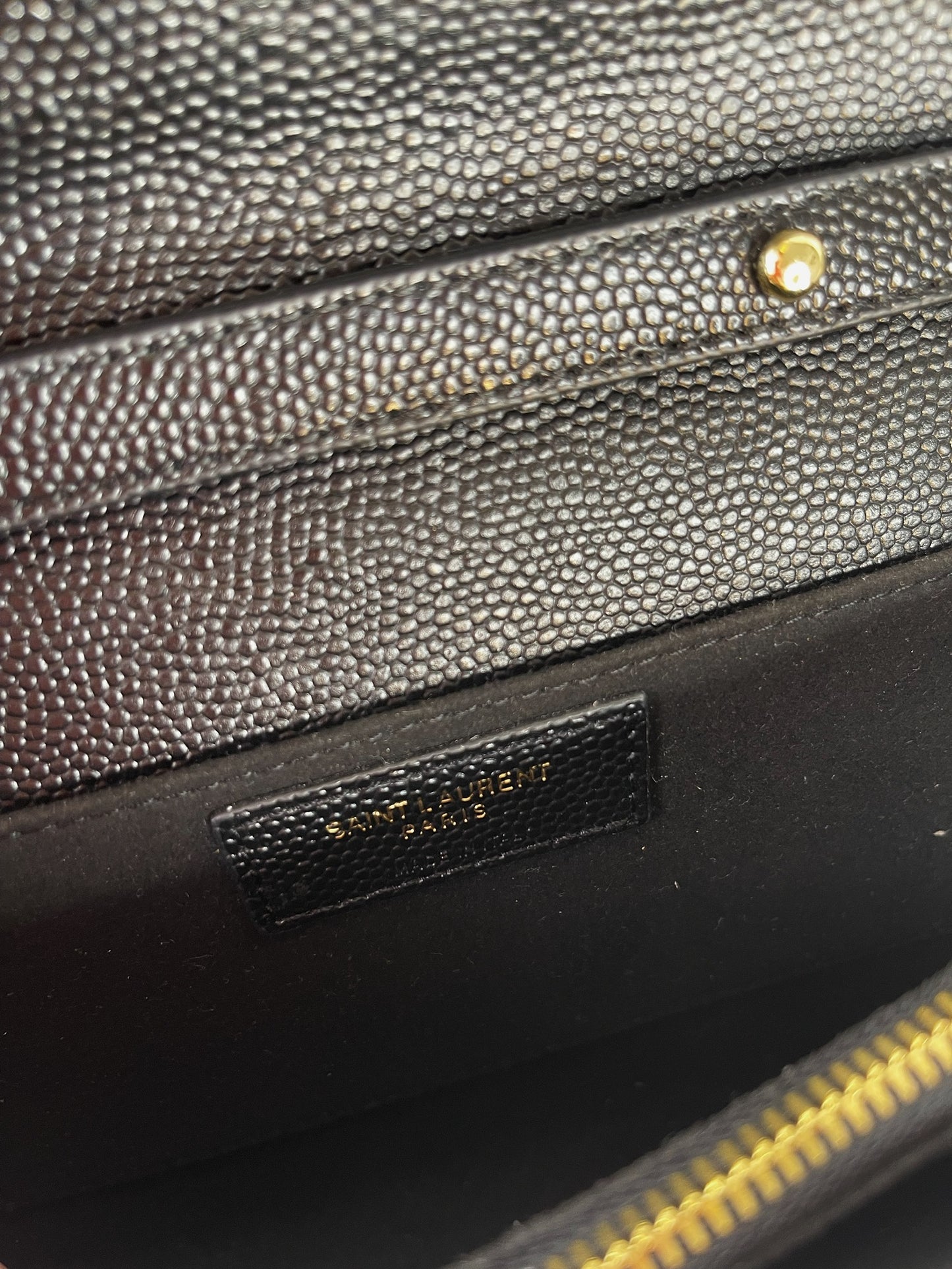 Cassandre Saint Laurent Matelassé Chain Wallet In Grain De Poudre Embossed Leather
